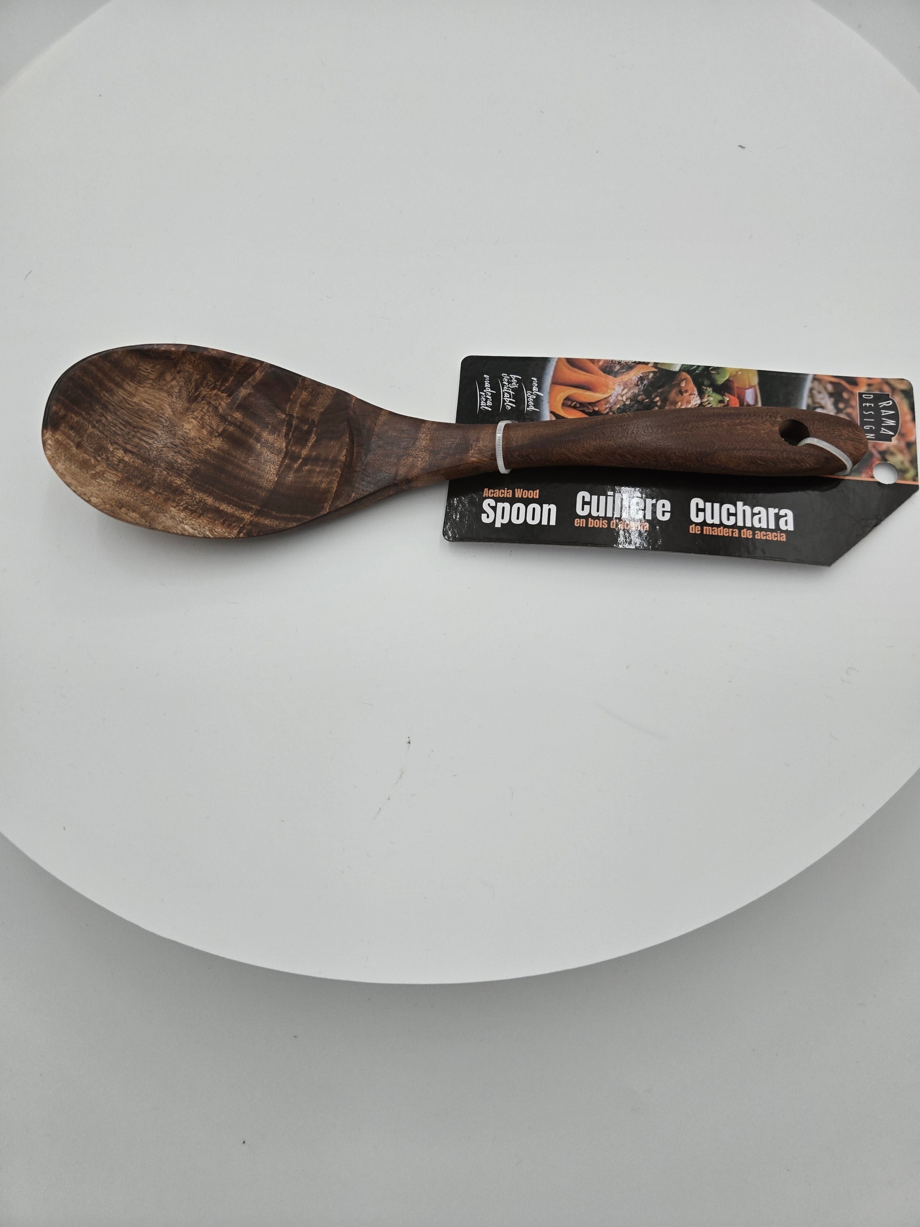 Rama Design Acacia Wood Cooking Spoon – Natural Wood | 26 cm | 0.062 kg