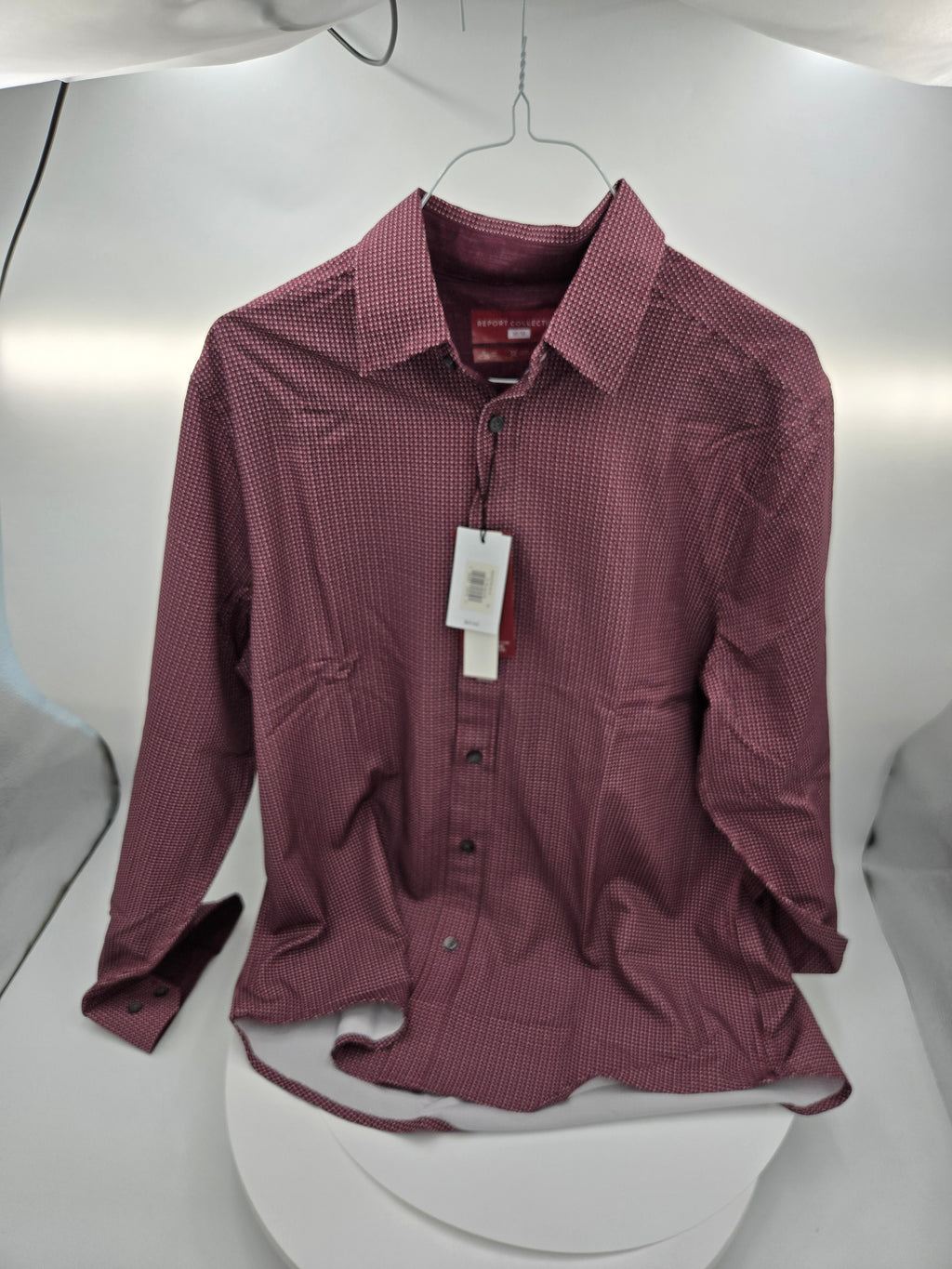 Report Collection Men’s Long-Sleeve Stretch Shirt – Burgundy – Medium