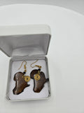 Handcrafted African Map Wooden Earrings – Gold Spiral Accent – Wt. 0.007 kg
