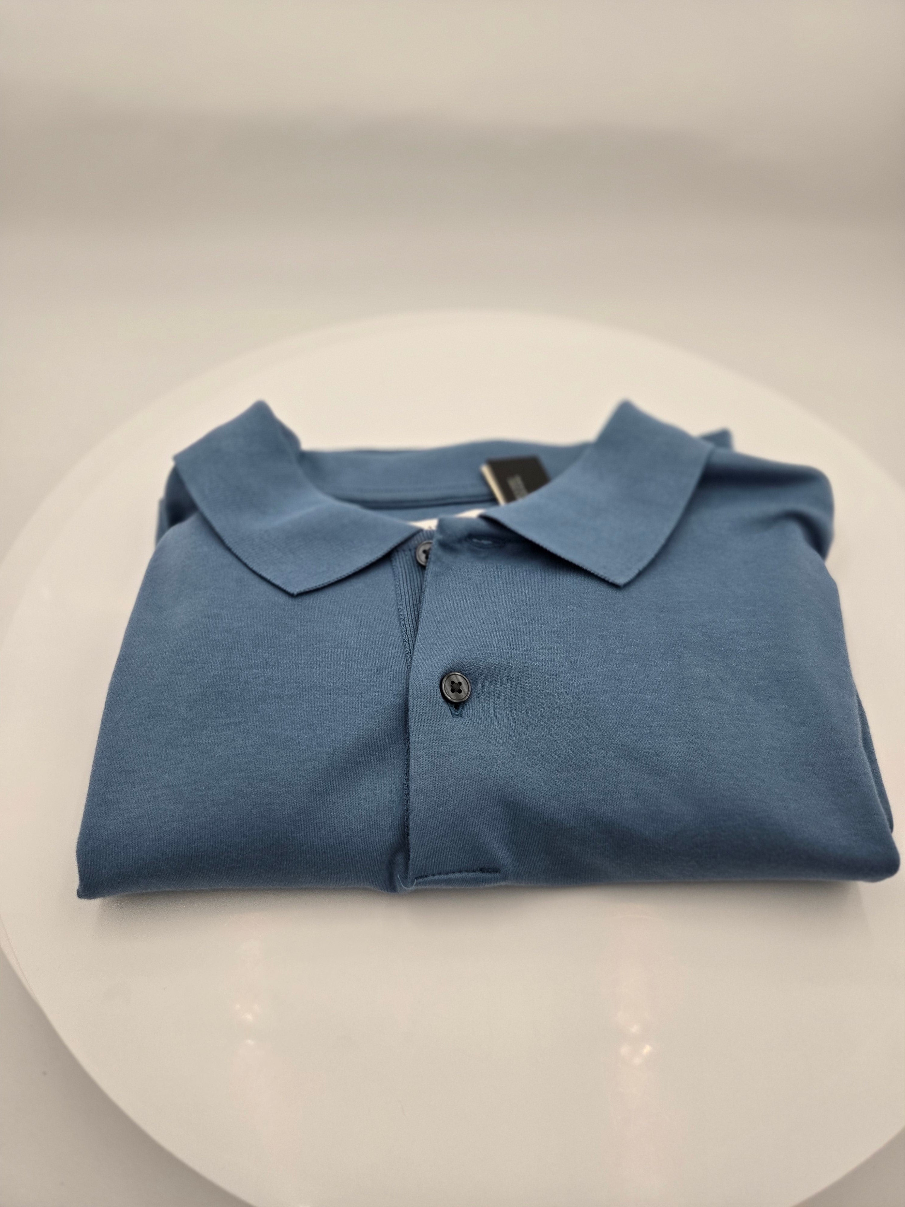 Banana Republic Luxury Touch Polo Shirt | Men's Large | Premium Cotton | Steel Blue | Made in India | Curator's Choice