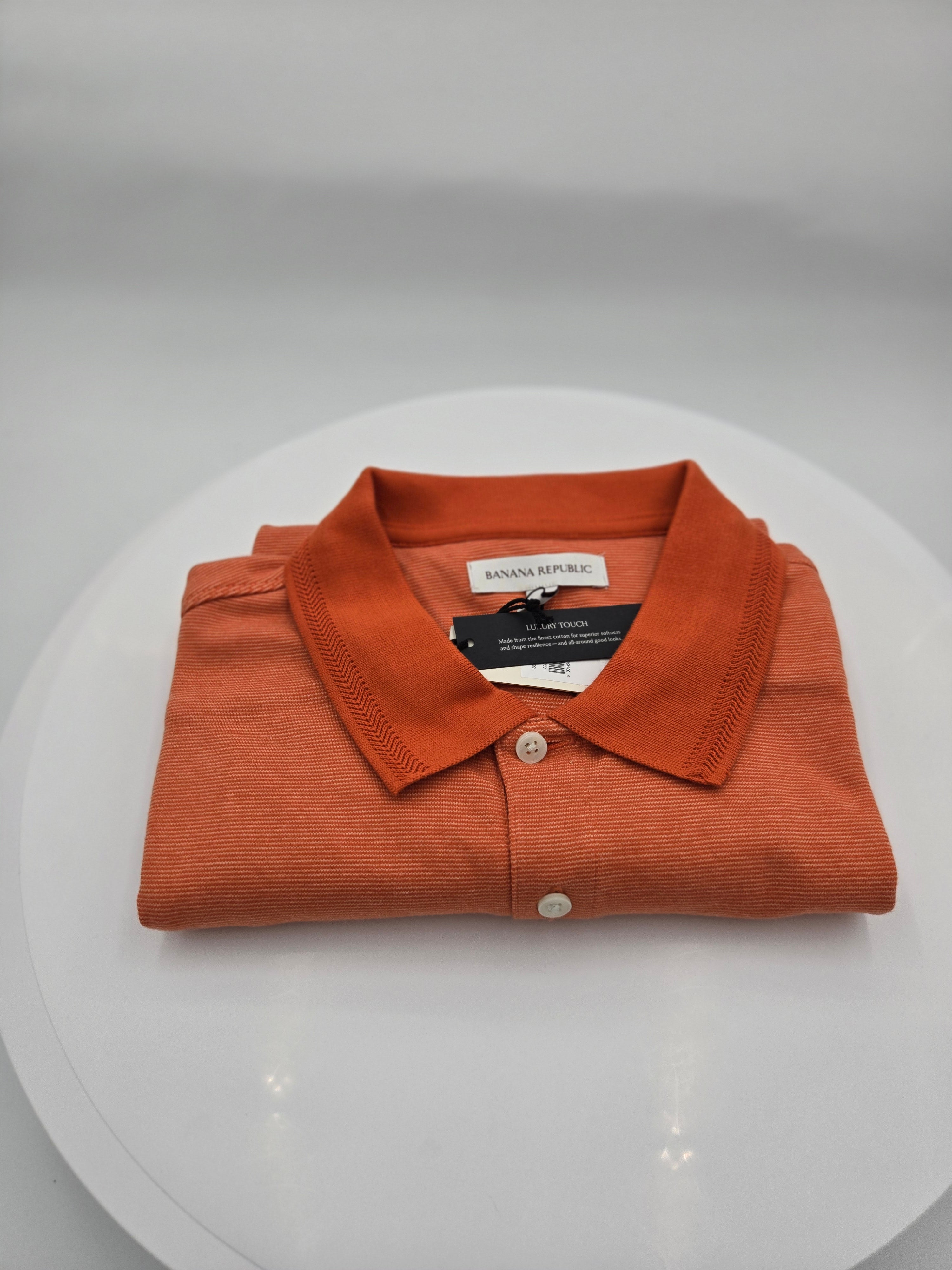 Banana Republic Luxury Touch Polo Shirt | Men's Medium | Premium Cotton | Burnt Coral | Made in India | Curator's Choice