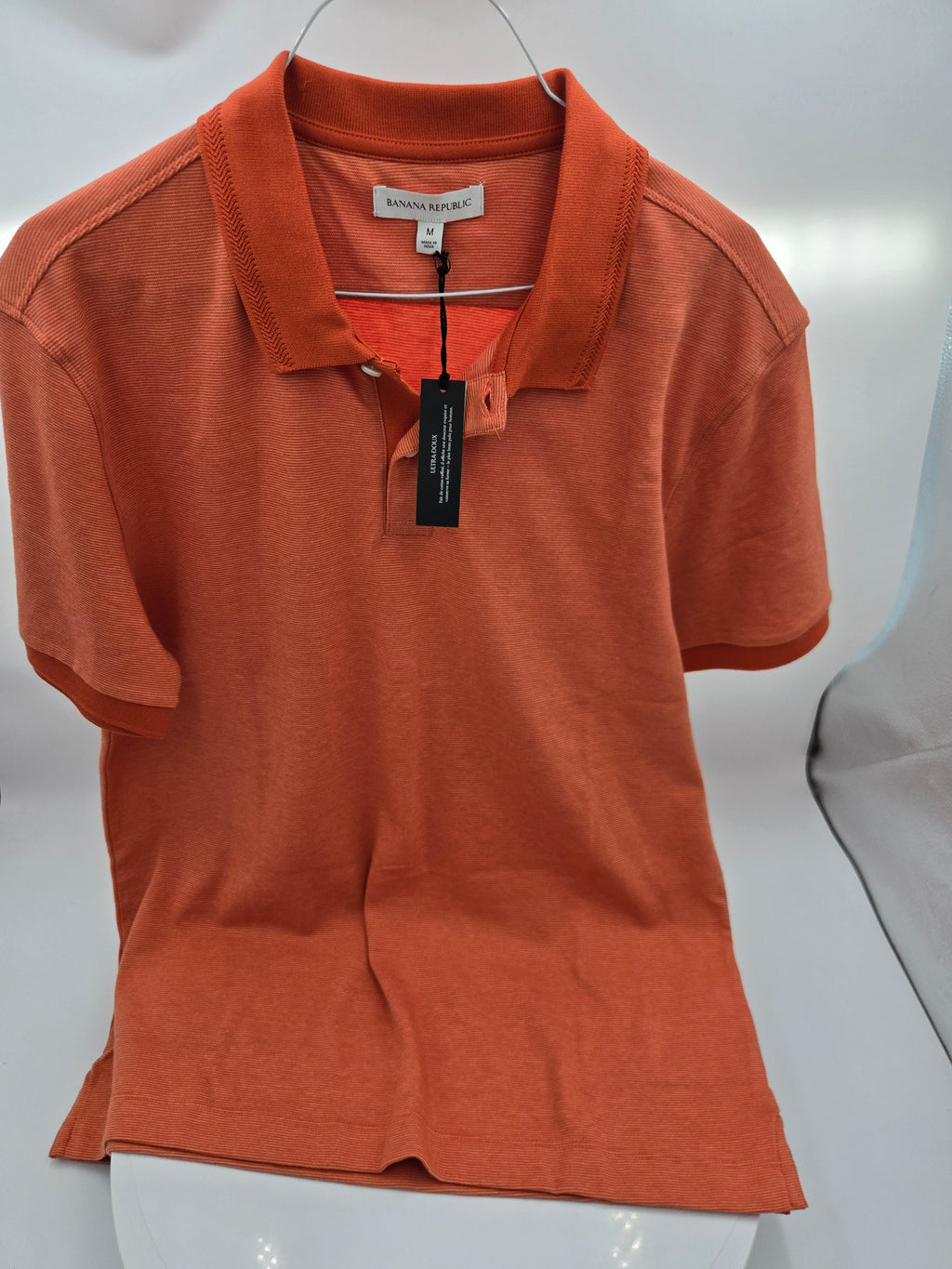 Banana Republic Luxury Touch Polo Shirt | Men's Medium | Premium Cotton | Burnt Coral | Made in India | Curator's Choice