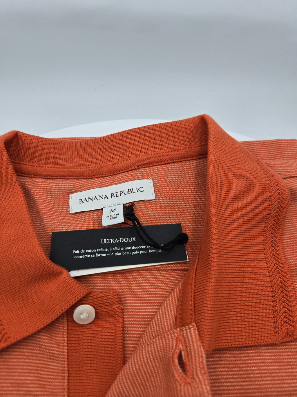 Banana Republic Luxury Touch Polo Shirt | Men's Medium | Premium Cotton | Burnt Coral | Made in India | Curator's Choice