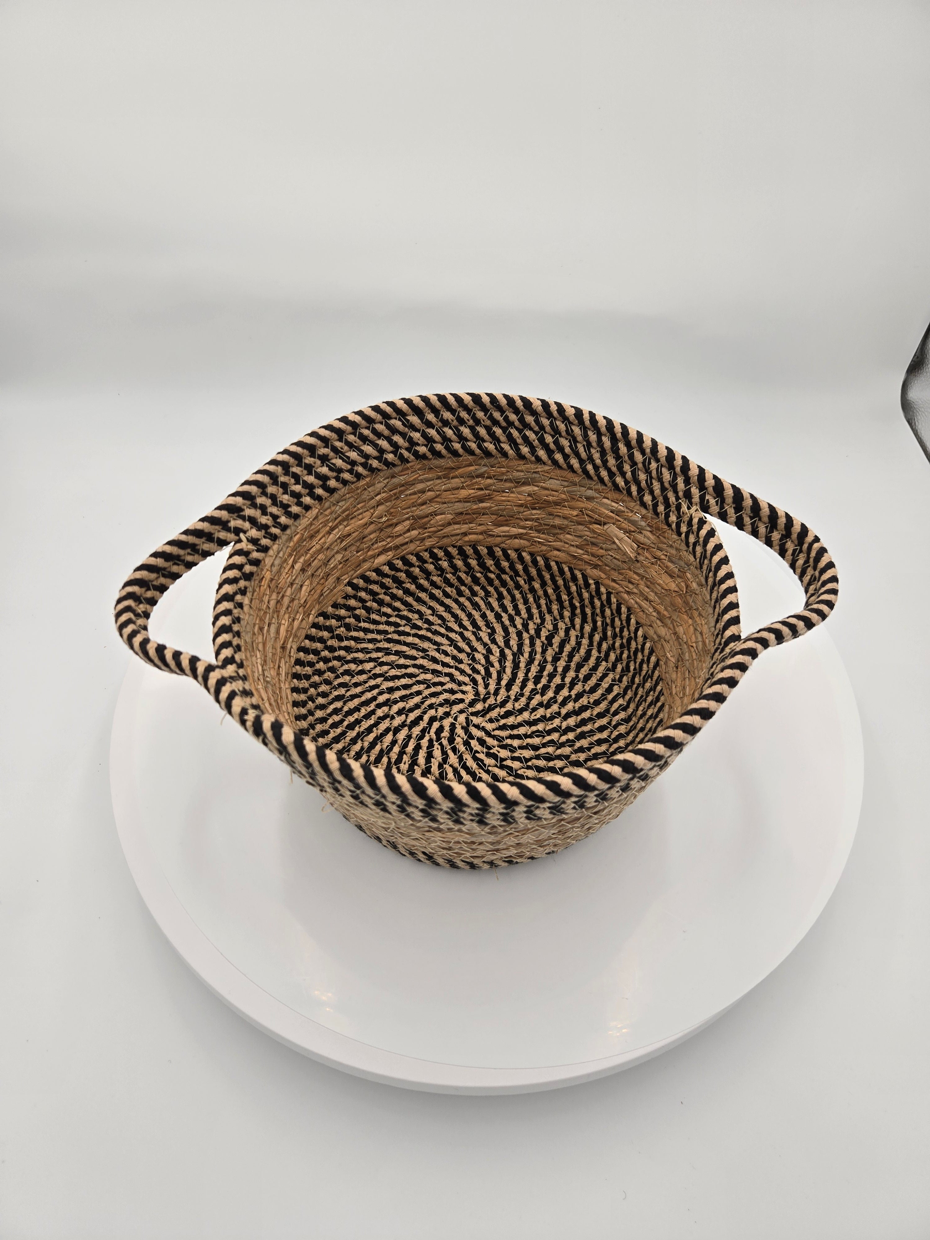 Handwoven Decorative Basket with Handles | Curator's Choice