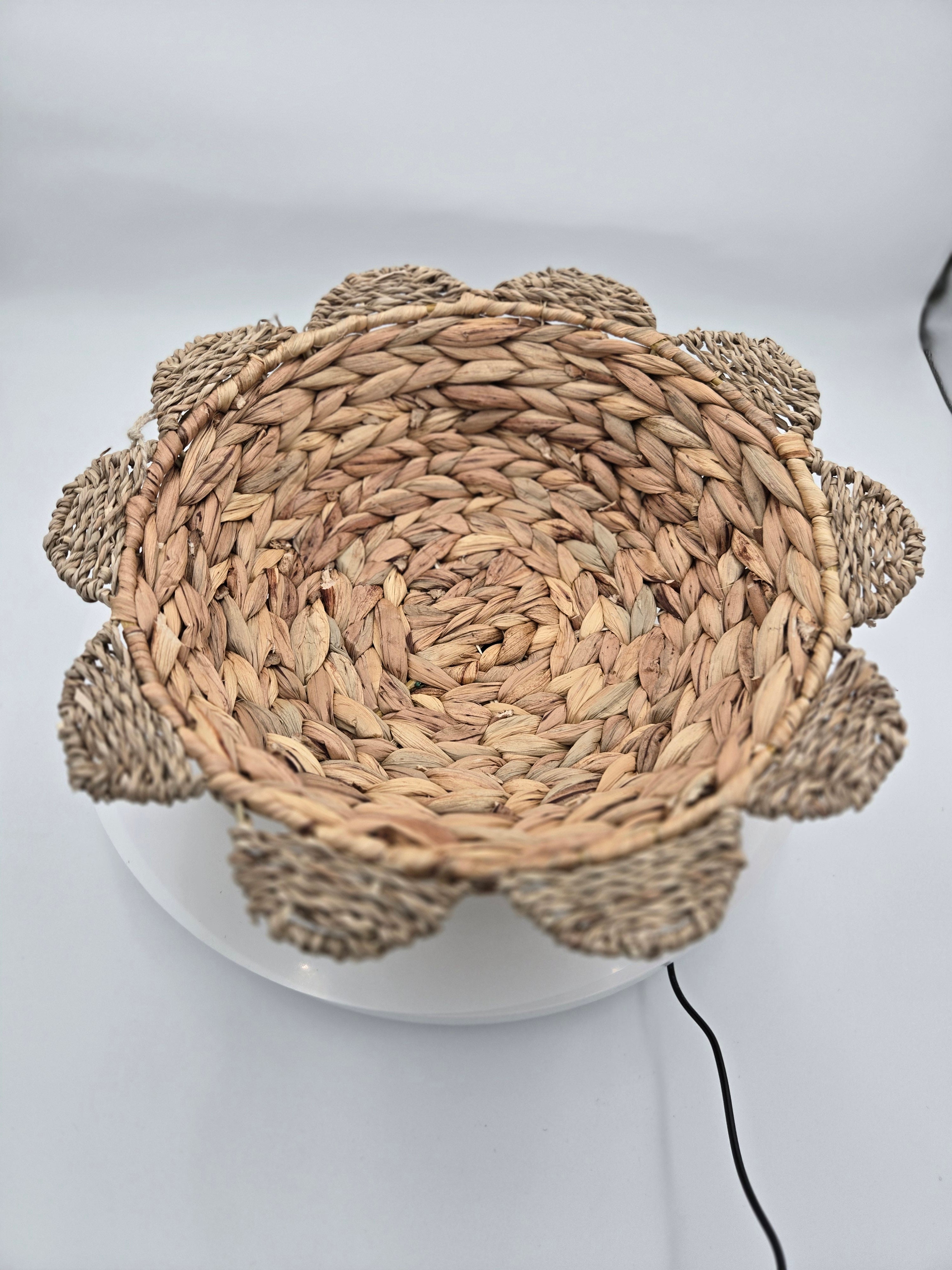 Handwoven Water Hyacinth Fruit Basket – Floral Design | Handcrafted in Vietnam