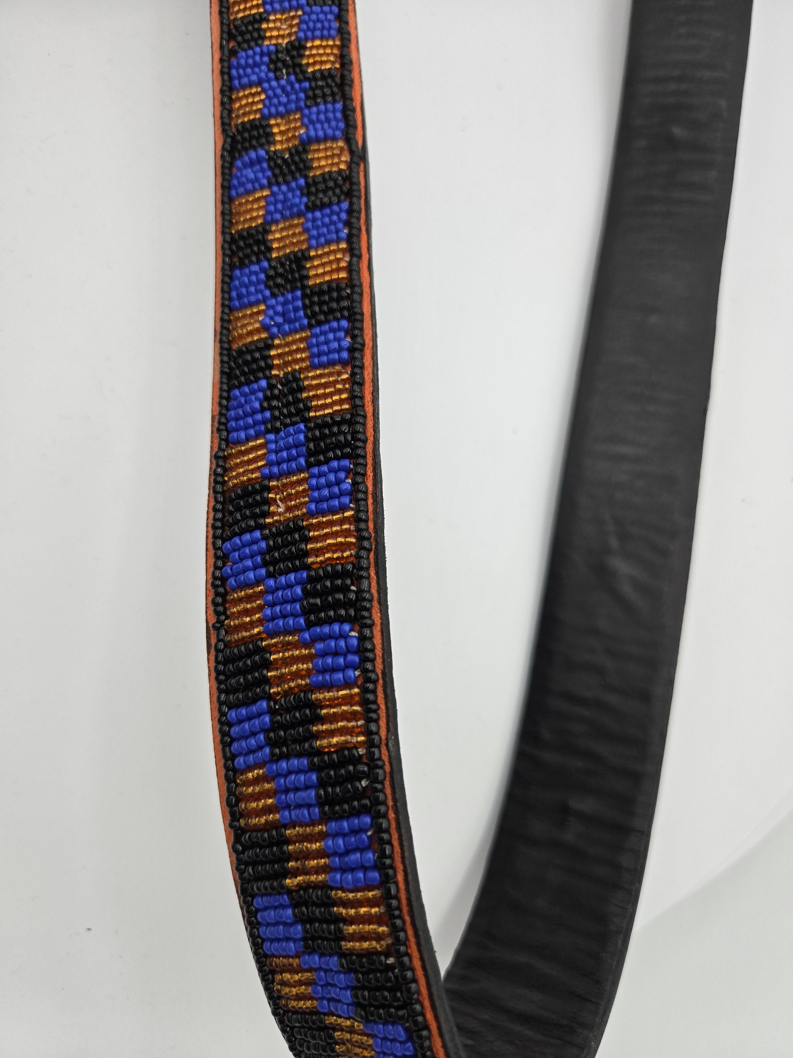 Handcrafted Maasai Beaded Genuine Leather Belt – Size 40 – Width 3 cm – Made in Kenya – Wt. 0.239 kg