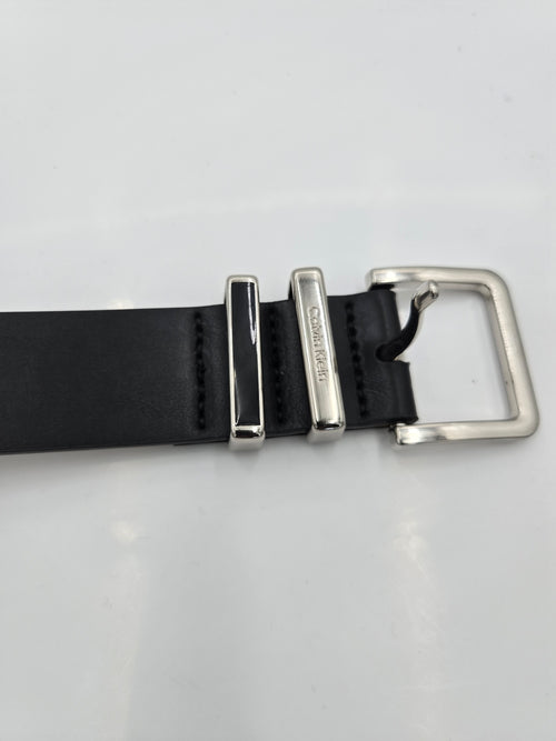 Calvin Klein Genuine Leather Belt | Women's Medium (32–34") | Black | Silver Buckle