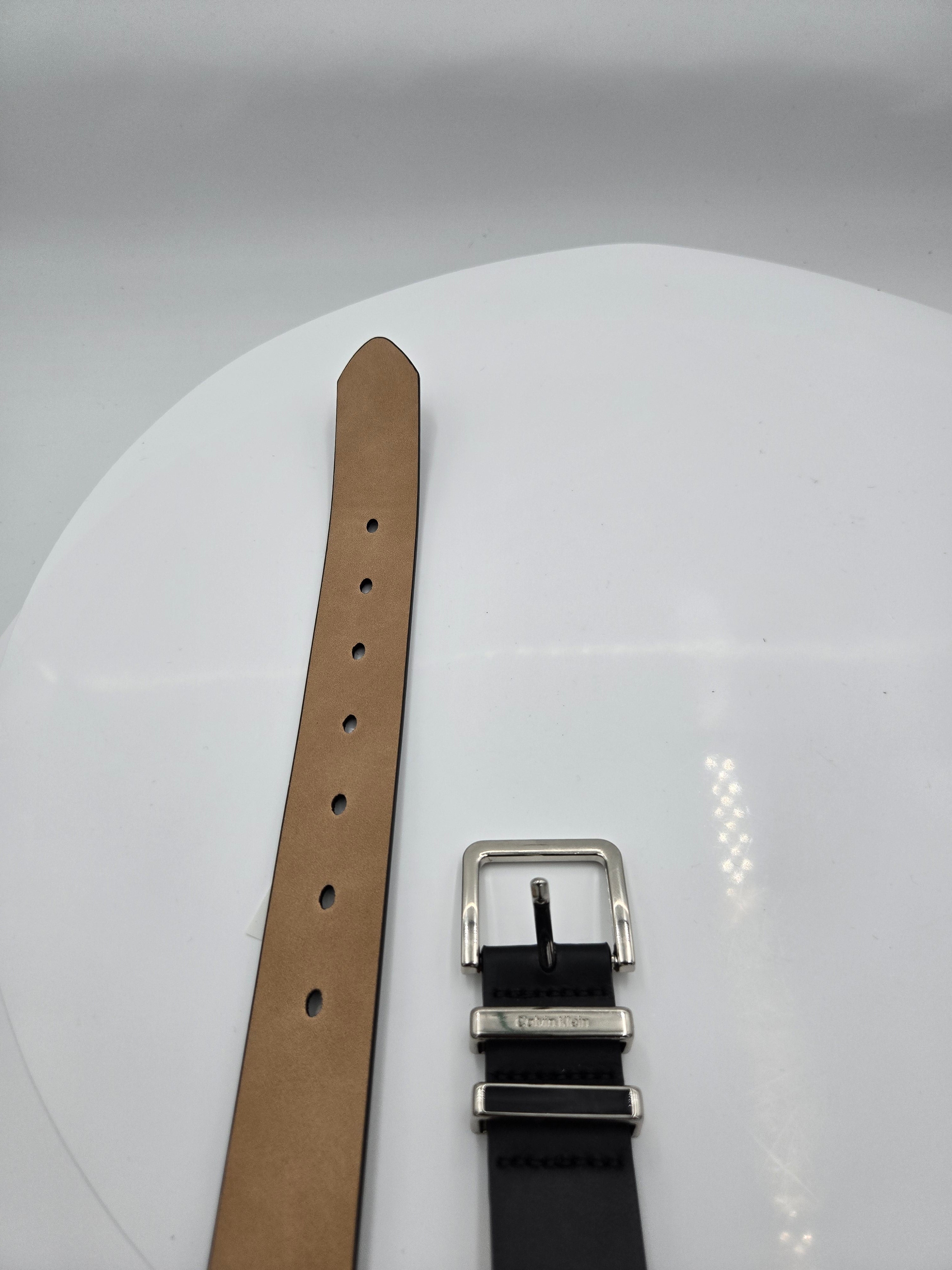 Calvin Klein Genuine Leather Belt | Women's Medium (32–34") | Black | Silver Buckle