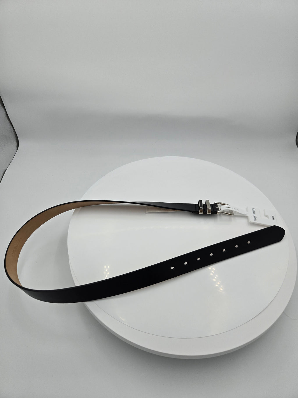 Calvin Klein Genuine Leather Belt | Women's Medium (32–34") | Black | Silver Buckle