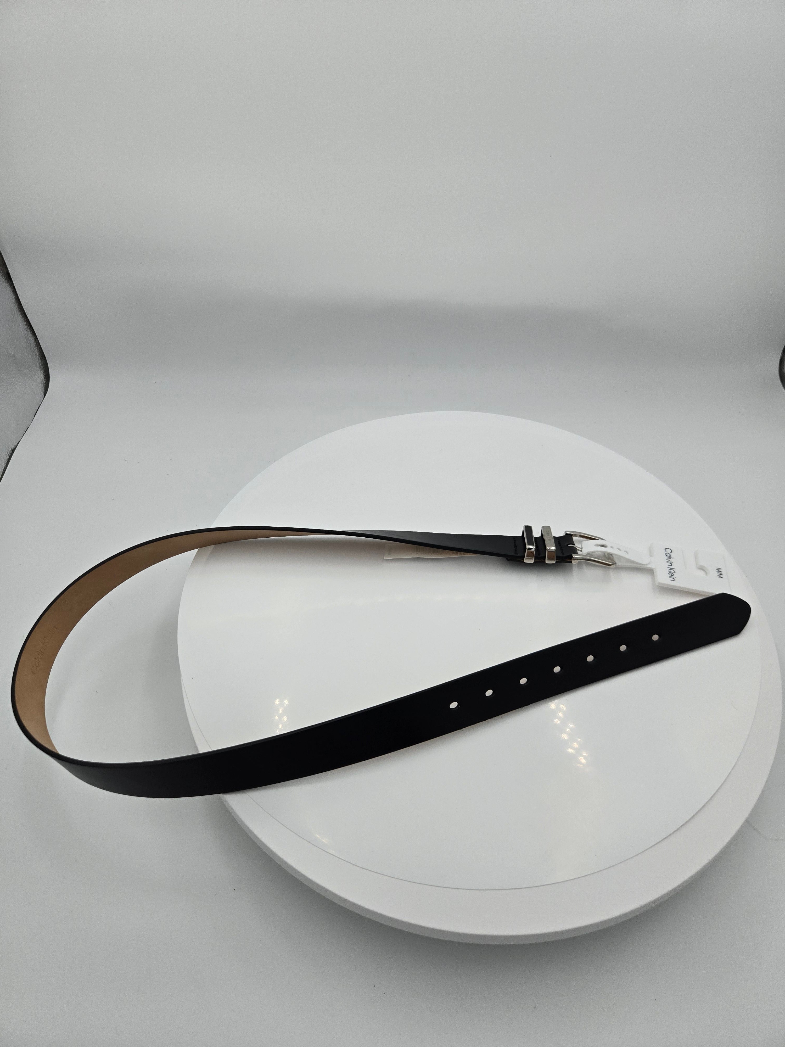 Calvin Klein Genuine Leather Belt | Women's Medium (32–34") | Black | Silver Buckle