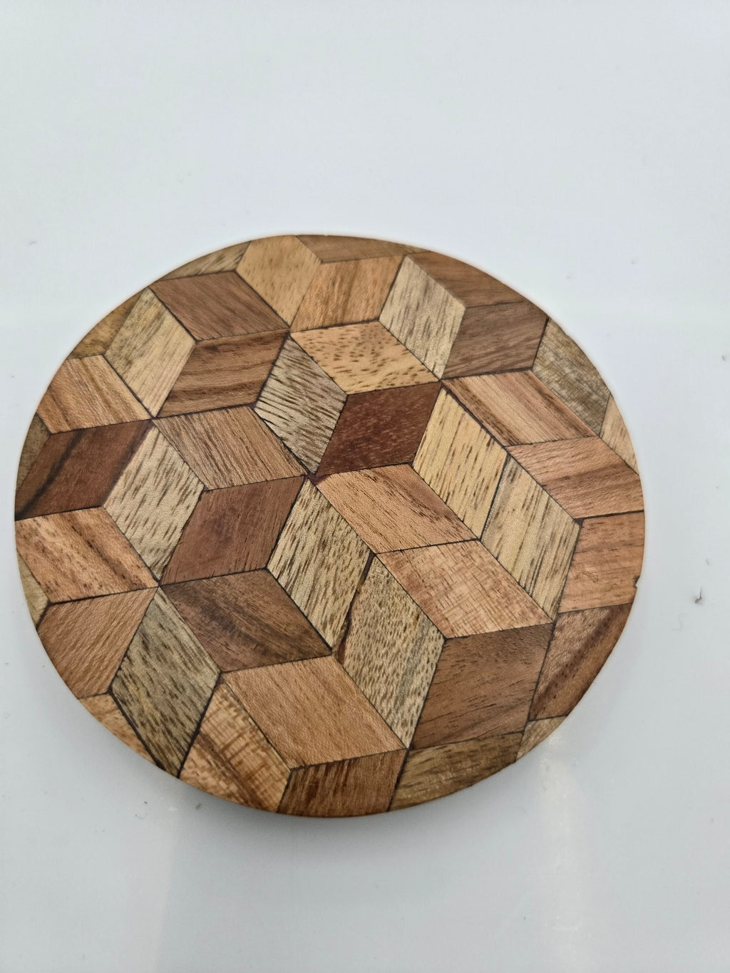 Handcrafted Geometric Mosaic Wood Coasters (Set of 4) | Artisan Crafted in India