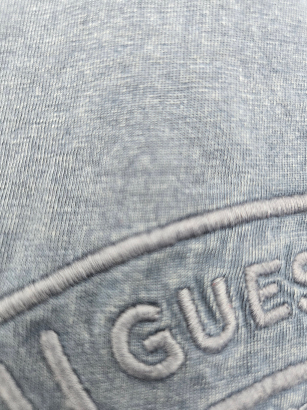 Guess Denim Embroidered Logo T-Shirt – (Length: 28 in (71.1 cm) : Chest Width (Pit to Pit): 20 in (50.8 cm) : Weight: 0.164 kg) ✔ New with original GUESS tags attached.Vintage Blue | Large | Made in Bangladesh | Curator's Choice