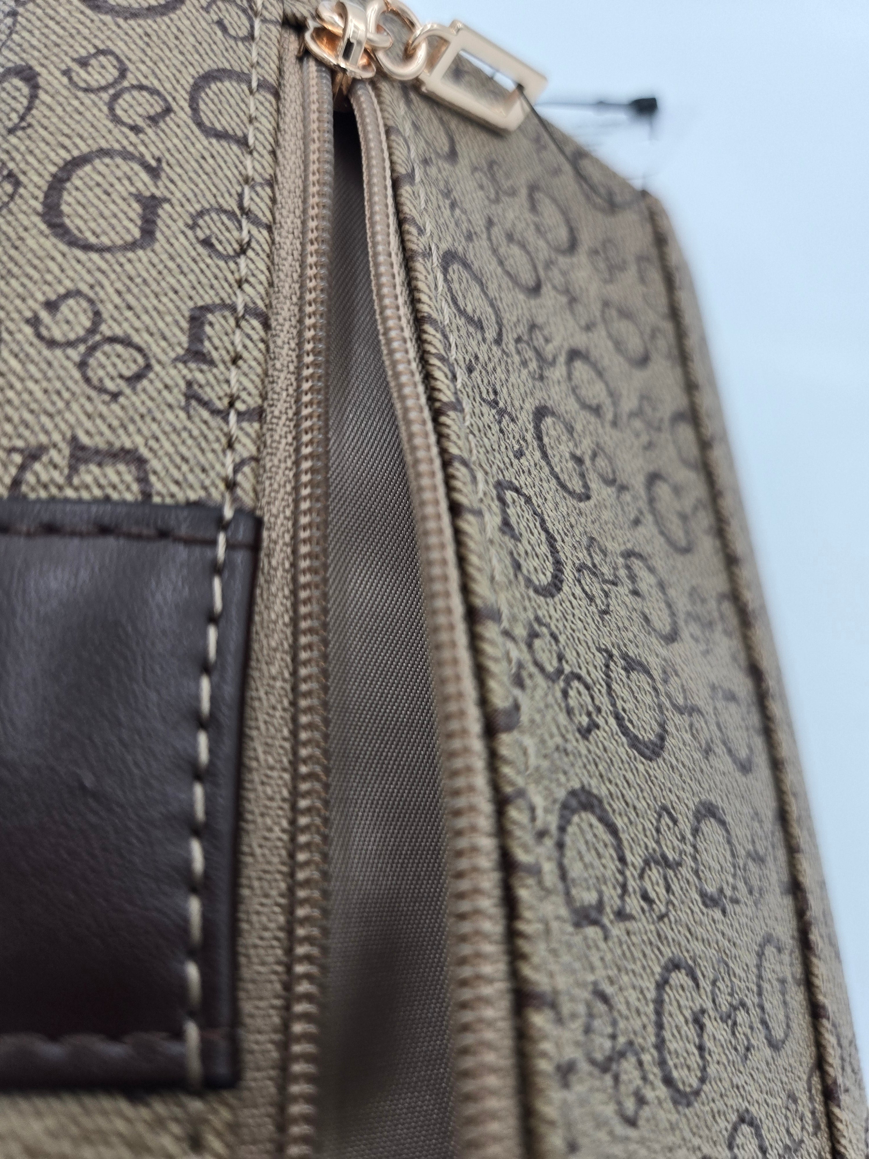 Guess Signature Monogram Ladies Wallet | Brown & Beige | Designer Wallet