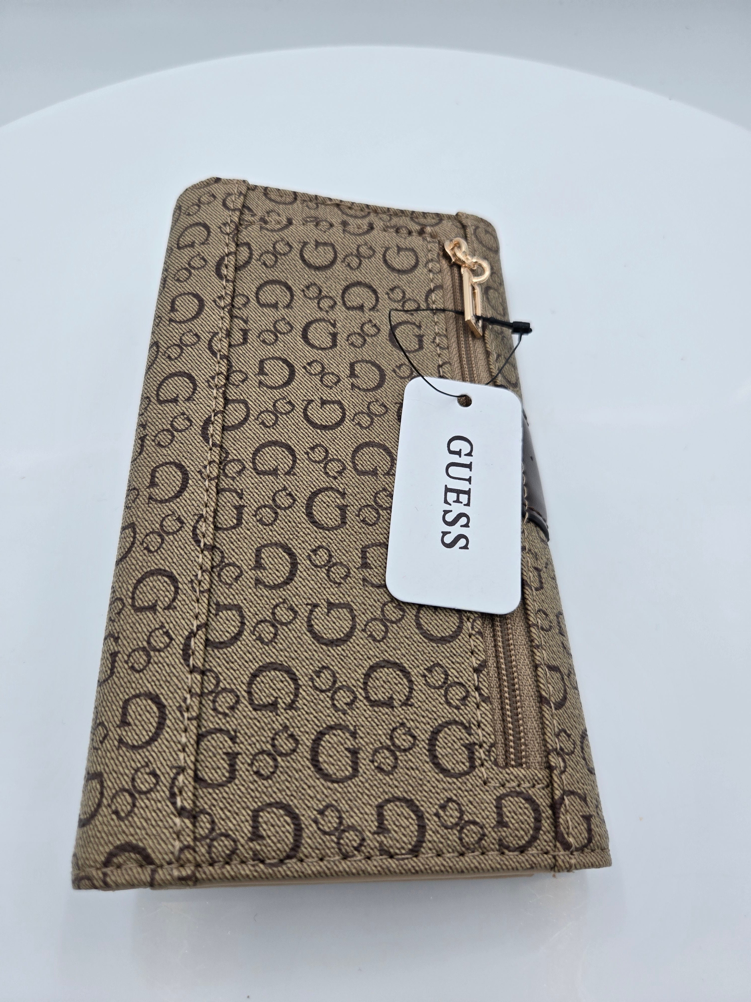 Guess Signature Monogram Ladies Wallet | Brown & Beige | Designer Wallet