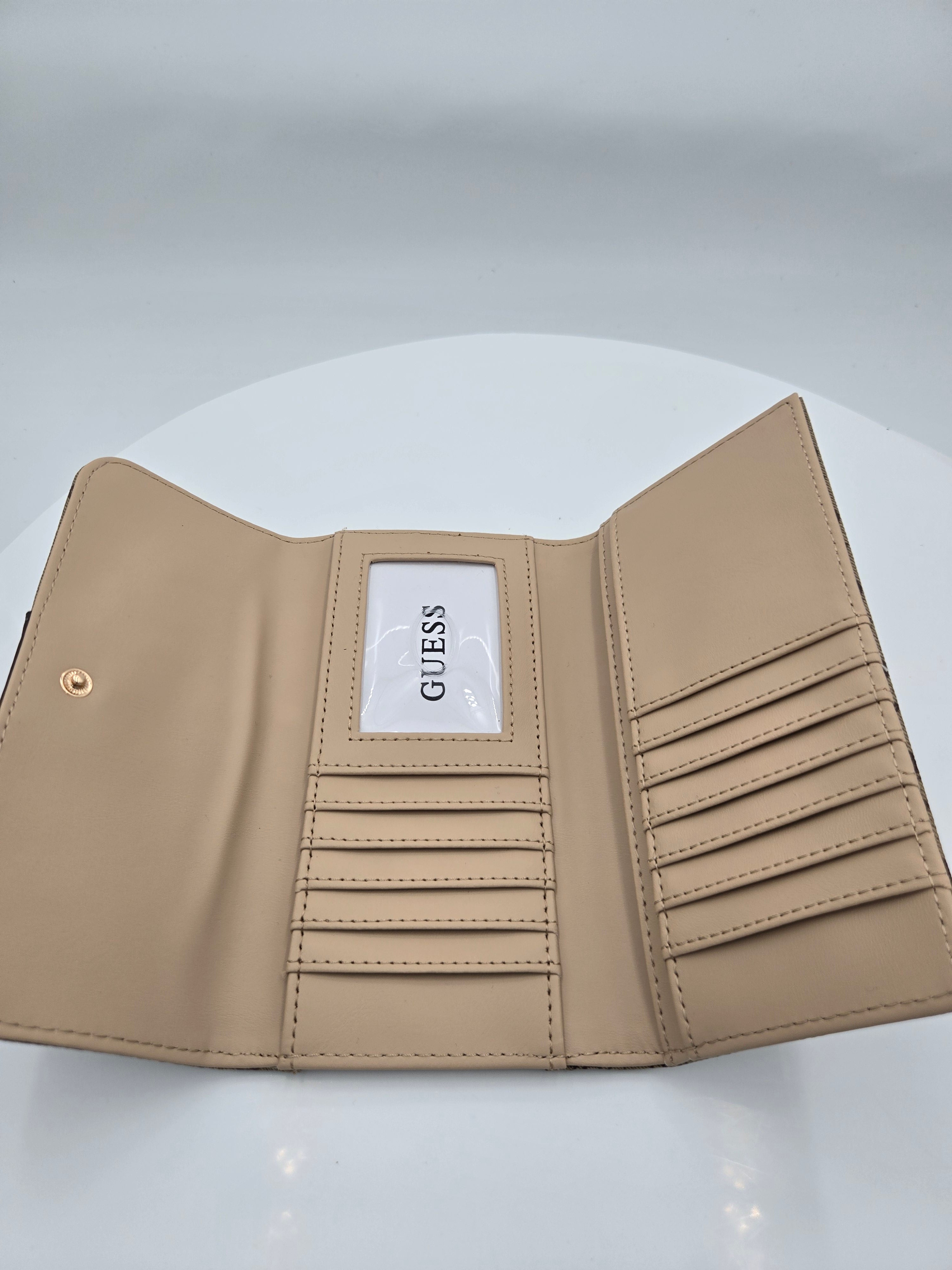 Guess Signature Monogram Ladies Wallet | Brown & Beige | Designer Wallet