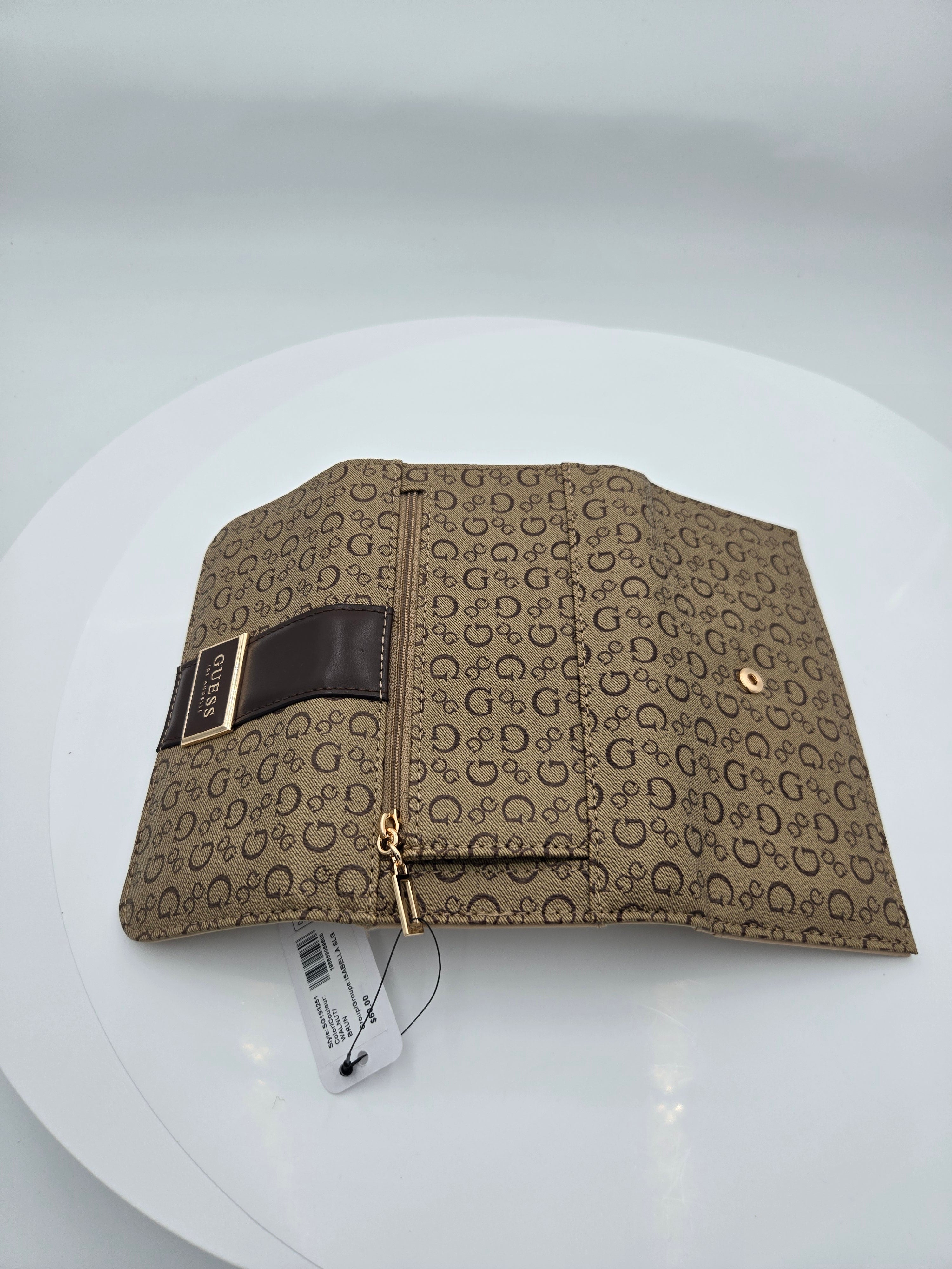 Guess Signature Monogram Ladies Wallet | Brown & Beige | Designer Wallet