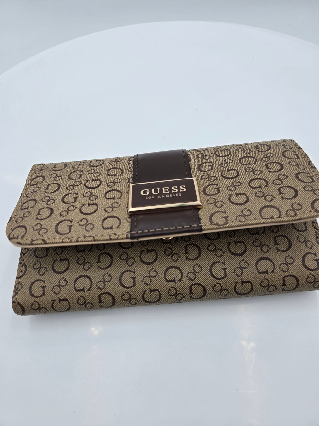 Guess Signature Monogram Ladies Wallet | Brown & Beige | Designer Wallet