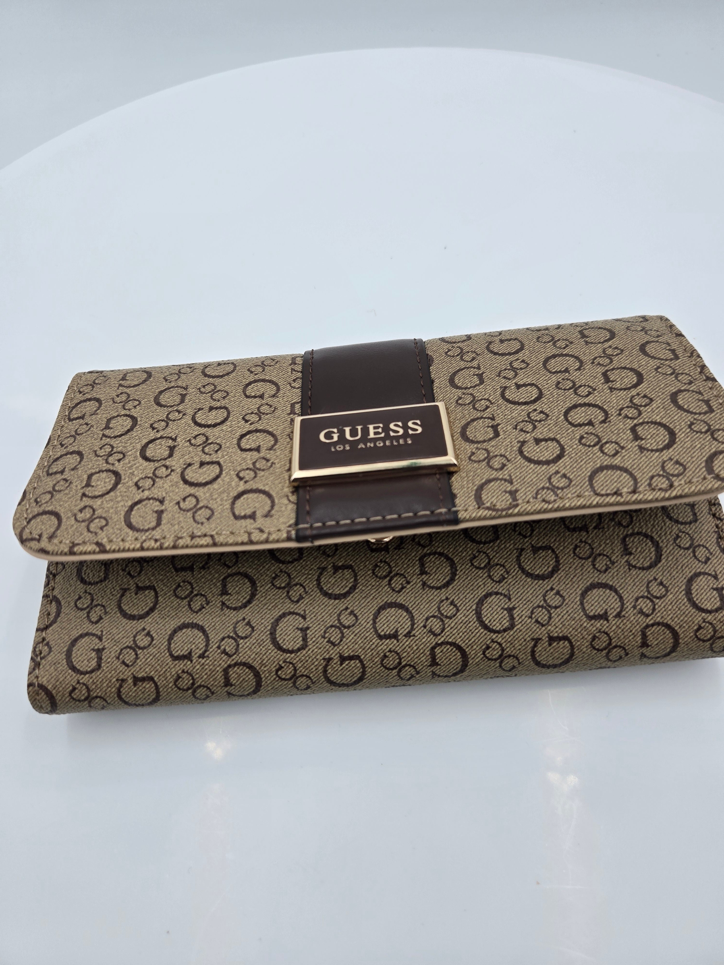 Guess Signature Monogram Ladies Wallet | Brown & Beige | Designer Wallet