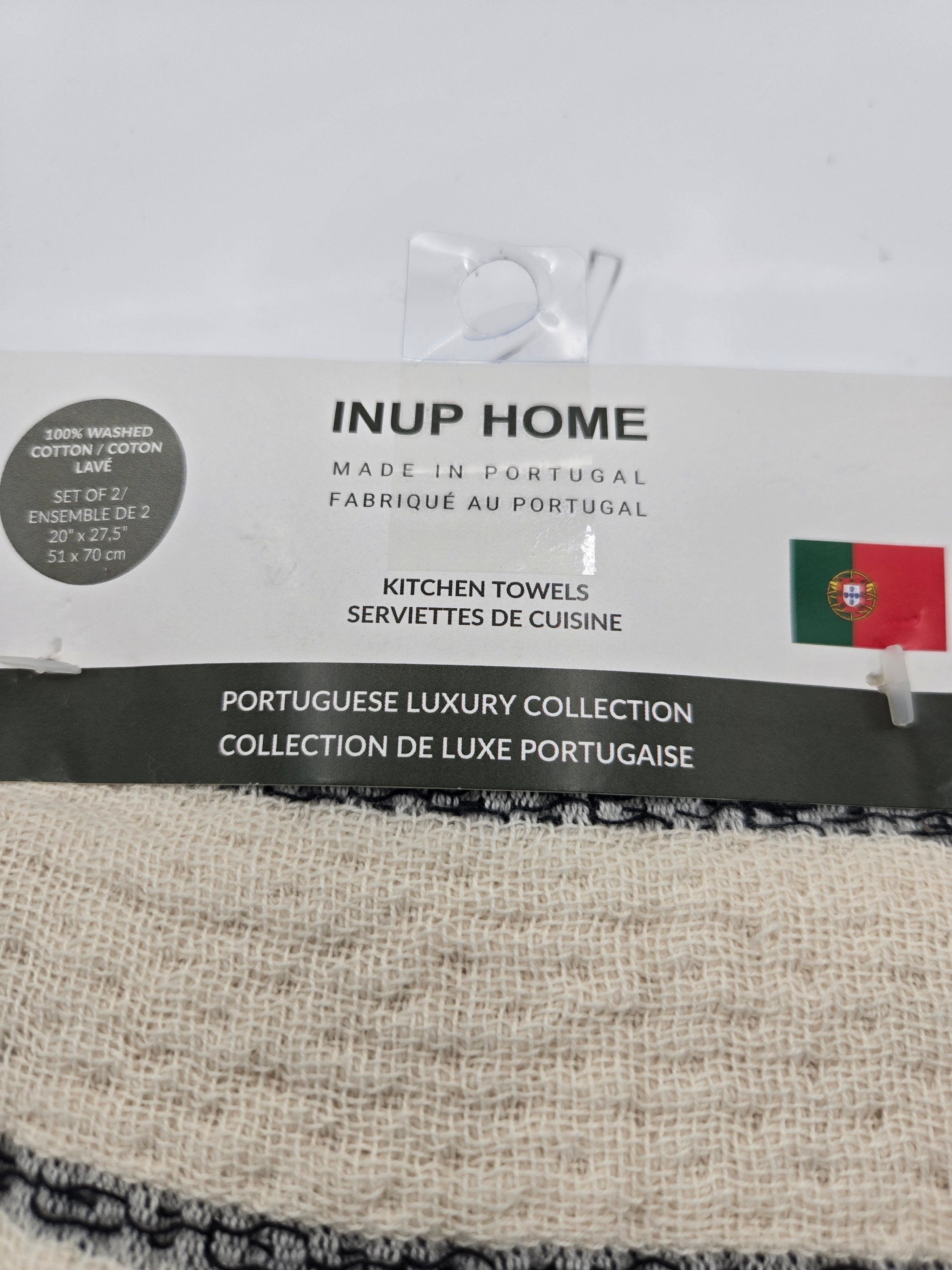 INUP HOME Portuguese Luxury Kitchen Towels | Set of 2 | 100% Washed Cotton | Made in Portugal