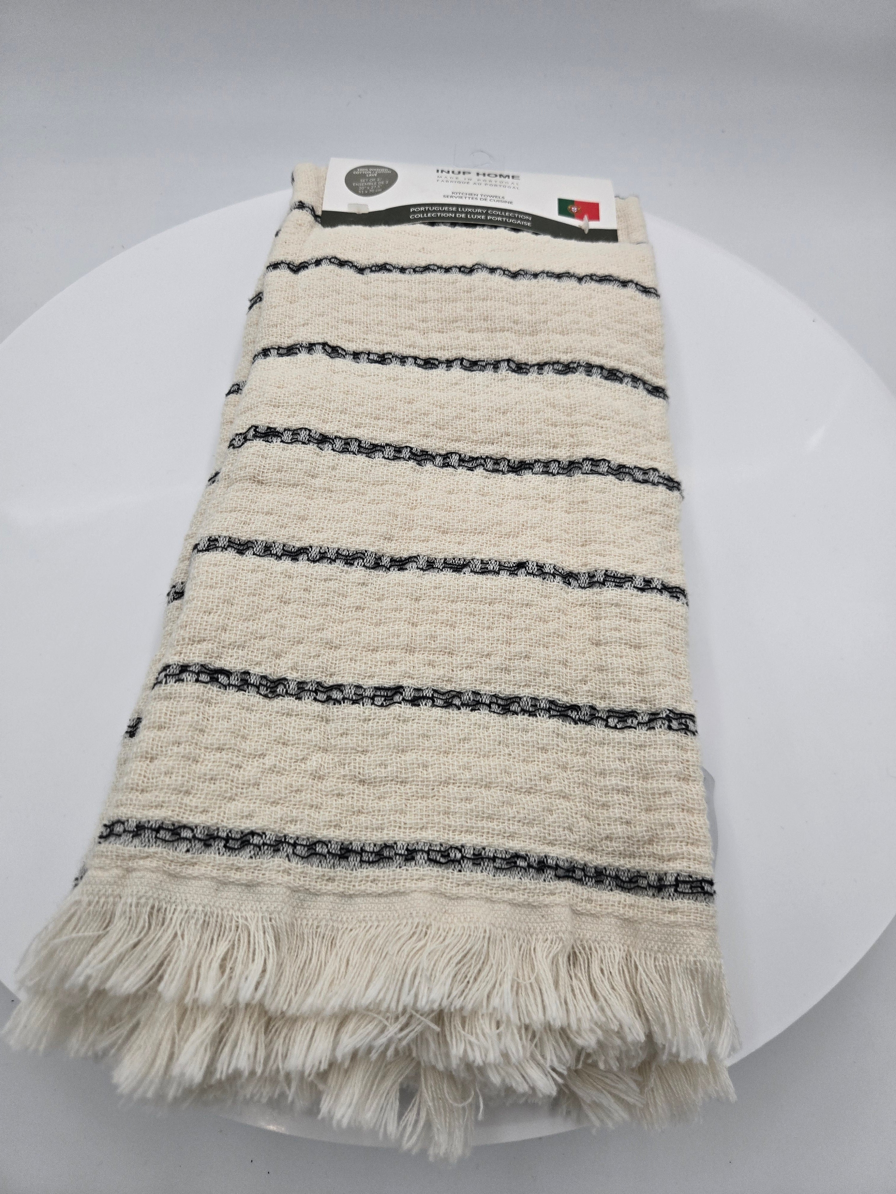 INUP HOME Portuguese Luxury Kitchen Towels | Set of 2 | 100% Washed Cotton | Made in Portugal