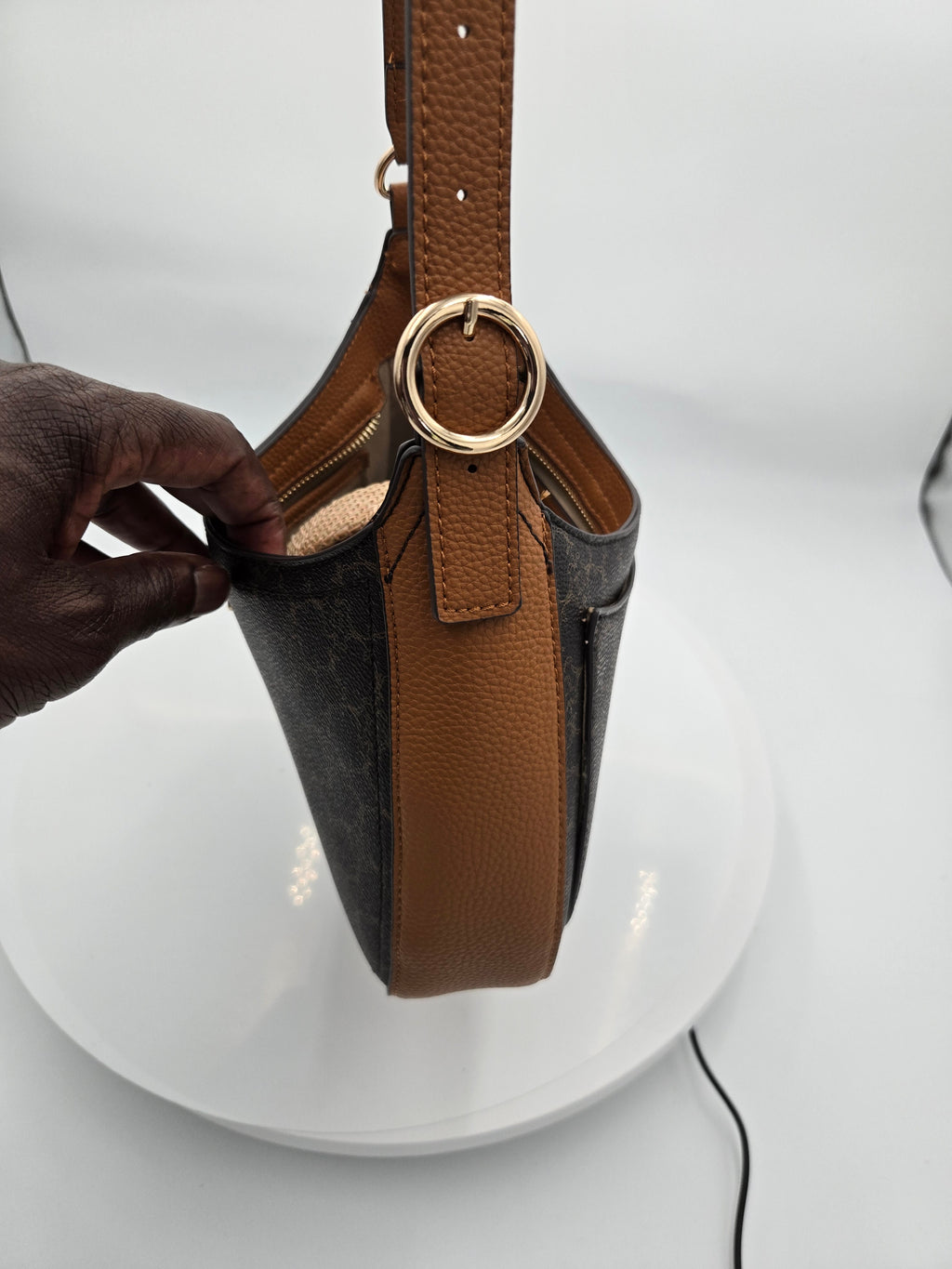 Nanette Lepore Signature Monogram Shoulder Handbag | Brown & Cognac