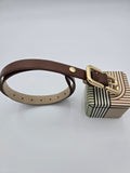 Steve Madden Genuine Leather Belt – Brown | Gold-Tone Buckle | Medium (34–36)
