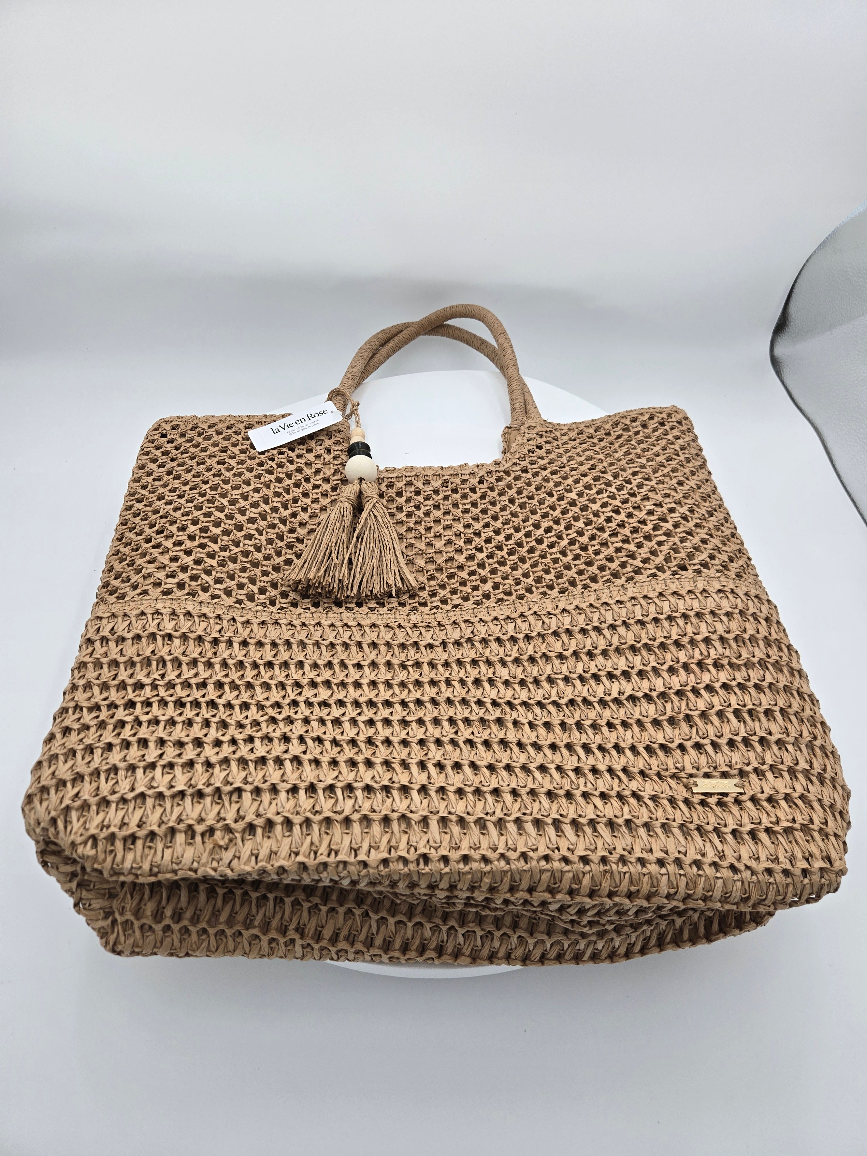 La Vie en Rose Handcrafted Recycled Paper Tote Bag – Natural | 100% Recyclable | Curator's Choice