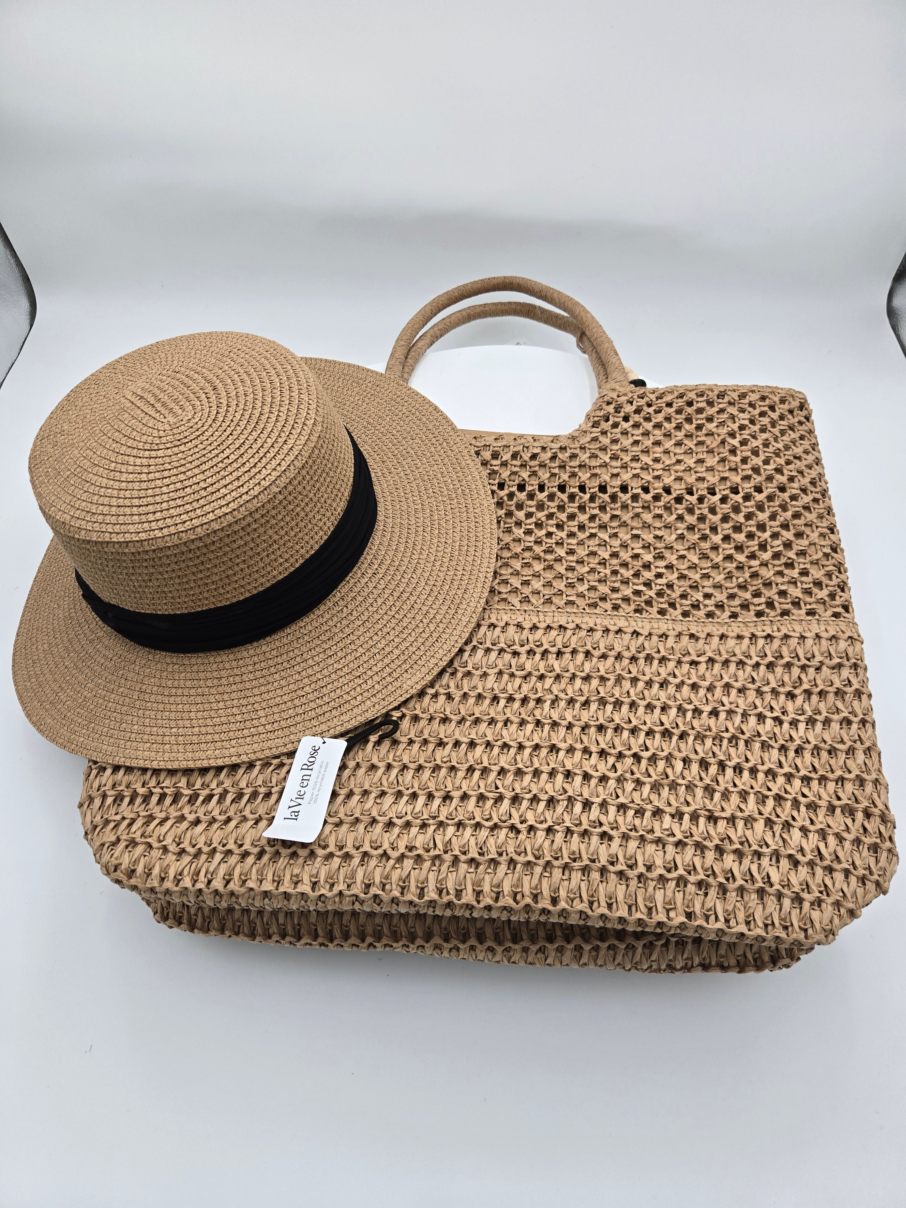 La Vie en Rose Handcrafted Recycled Paper Tote Bag – Natural | 100% Recyclable | Curator's Choice