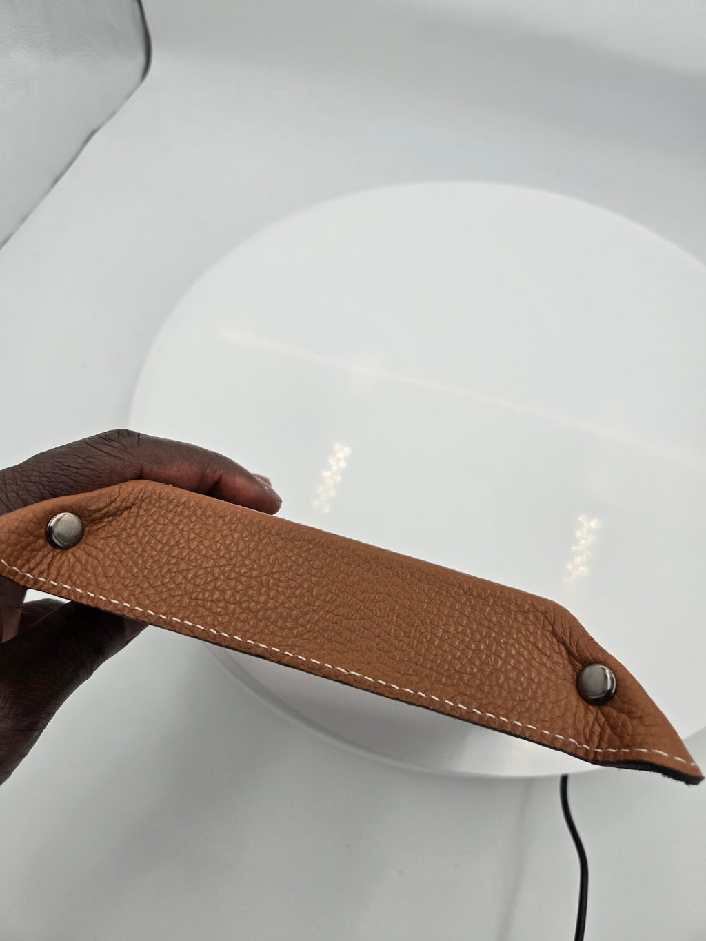 TALIE Handcrafted Genuine Leather Valet Tray | Premium Pebbled Leather Catchall Tray | Brown | Made in Italy