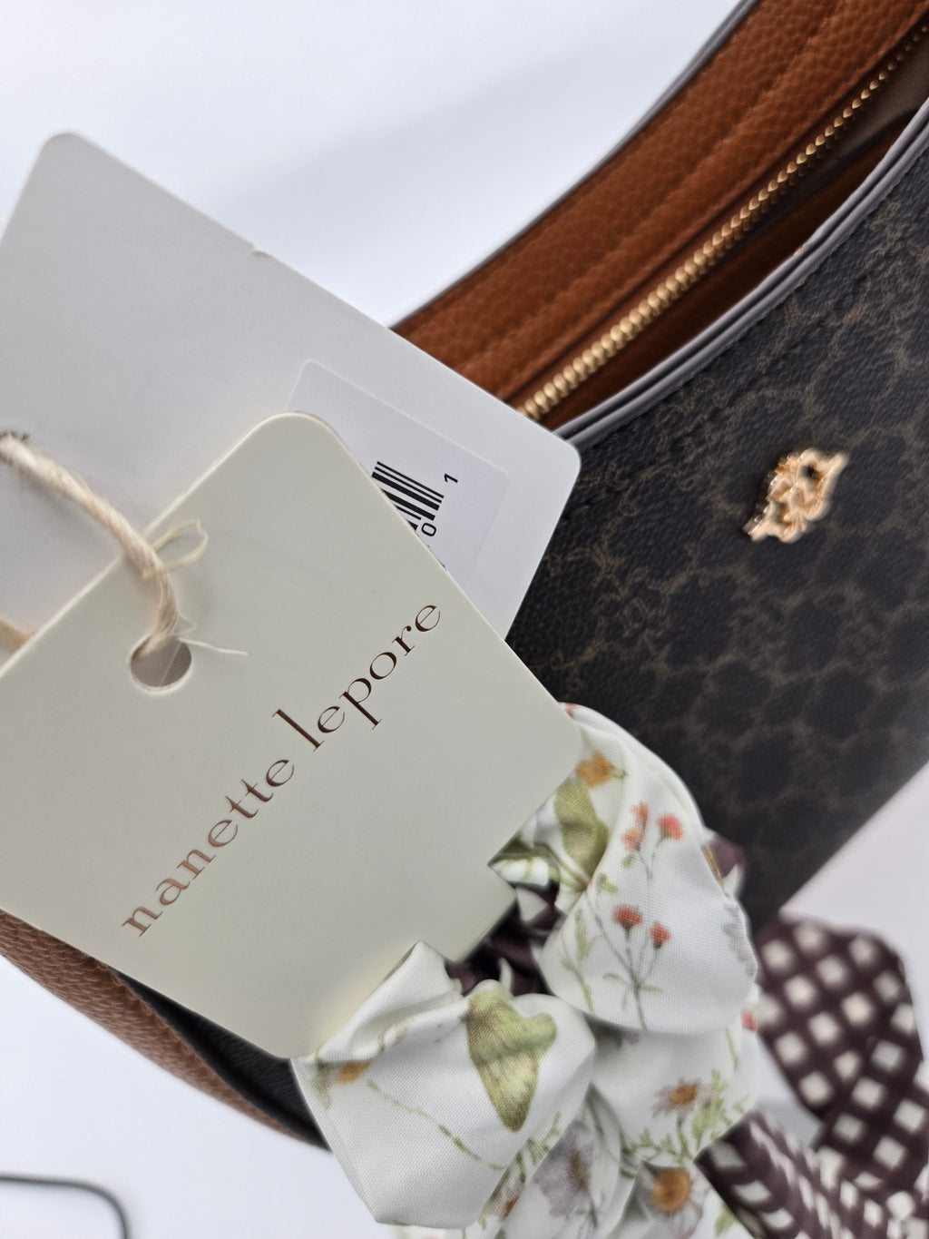 Nanette Lepore Signature Monogram Shoulder Handbag | Brown & Cognac