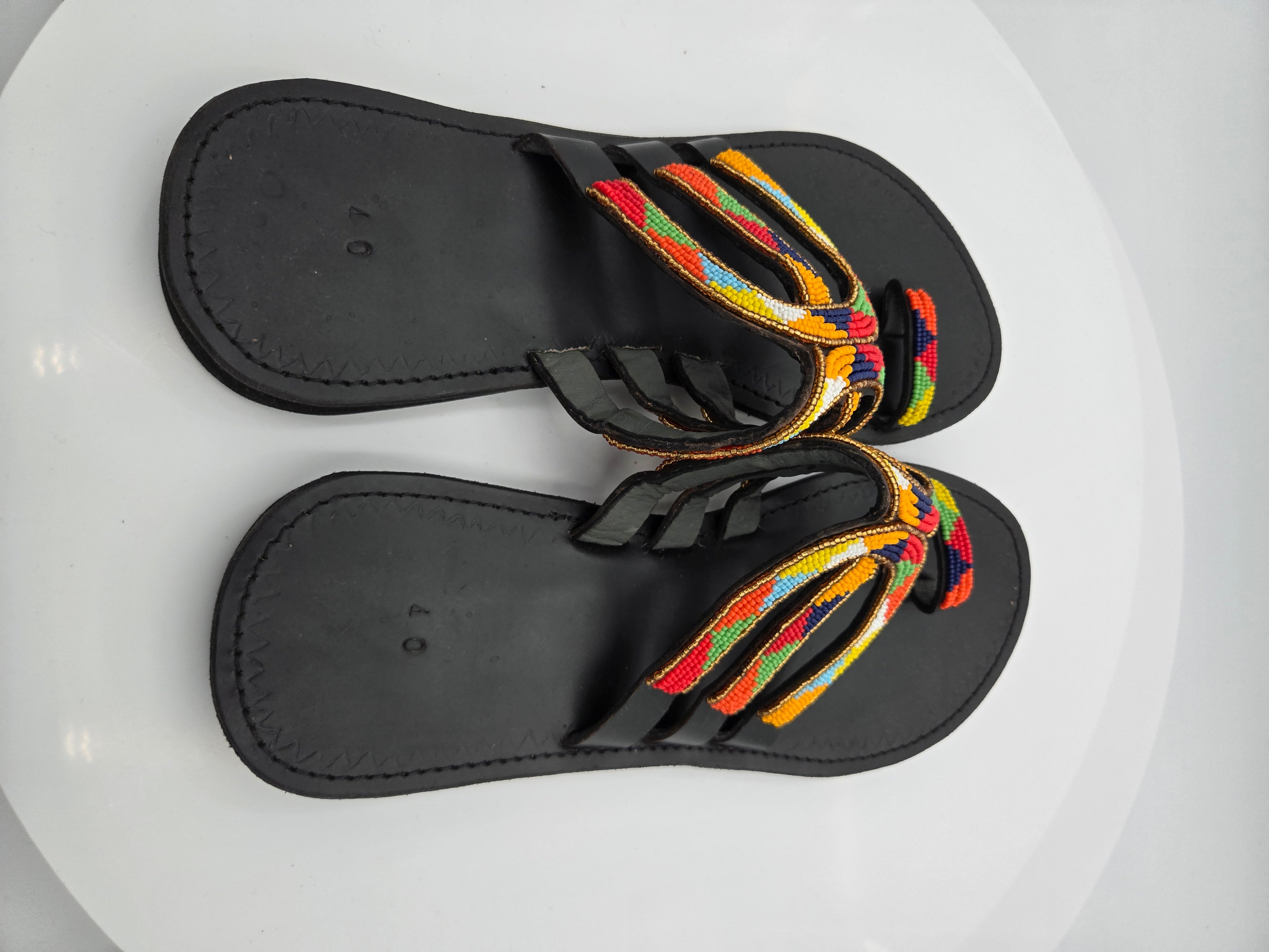 Handcrafted Maasai Leather Sandals – Beaded Artisan Sandals from Kenya