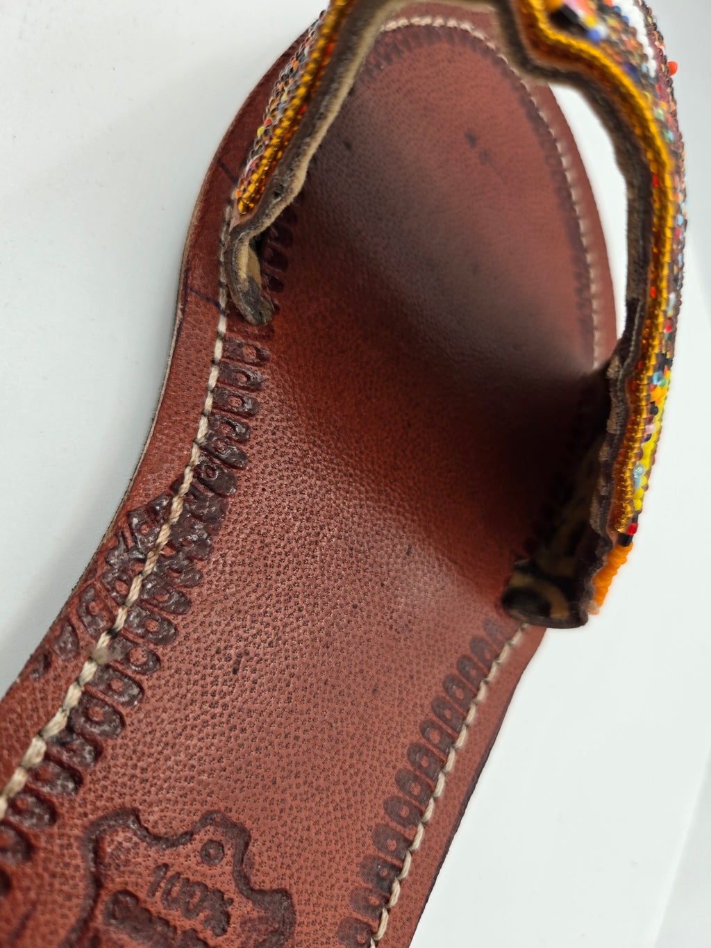Handcrafted Maasai Beaded Genuine Leather Slide Sandals – Women's EU 39 (Canada/USA Size 8) – Made in Kenya – 100% Genuine Leather – Wt. 0.409 kg
