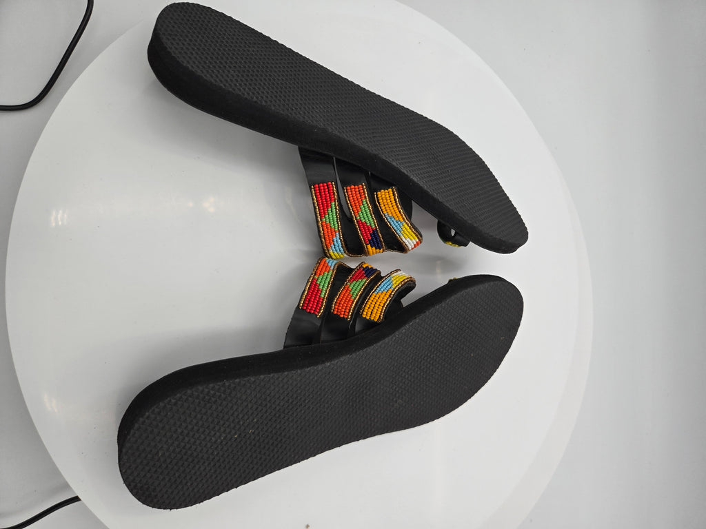 Handcrafted Maasai Leather Sandals – Beaded Artisan Sandals from Kenya