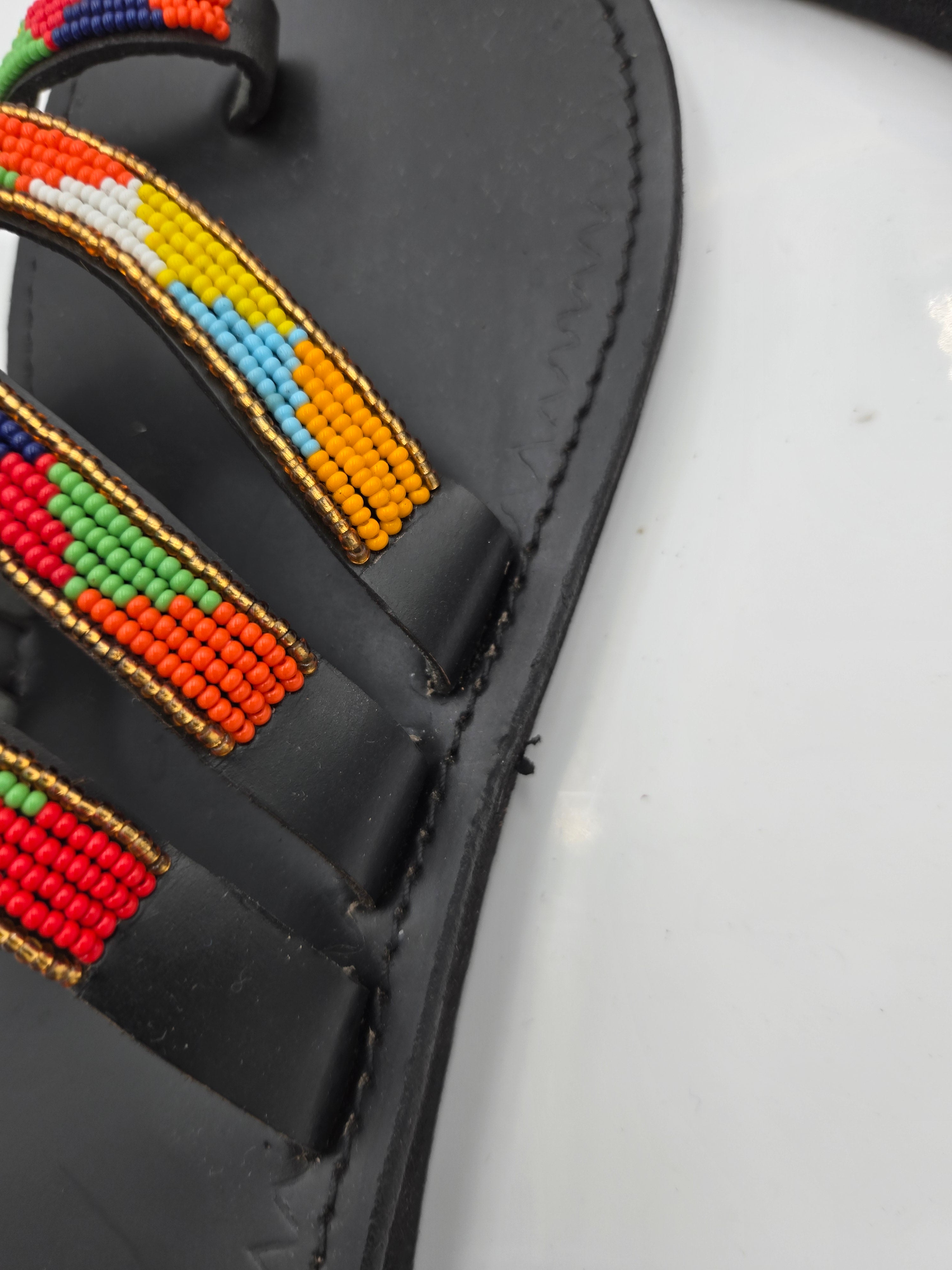 Handcrafted Maasai Leather Sandals – Beaded Artisan Sandals from Kenya