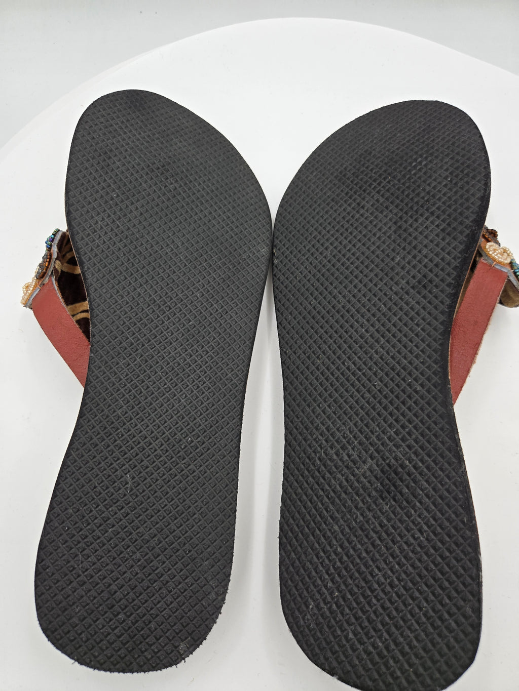 Handcrafted Maasai Beaded Genuine Leather Sandals – Women's EU 42 (Canada/USA Size 11) – Made in Kenya – 100% Genuine Leather – Wt. 0.44 kg