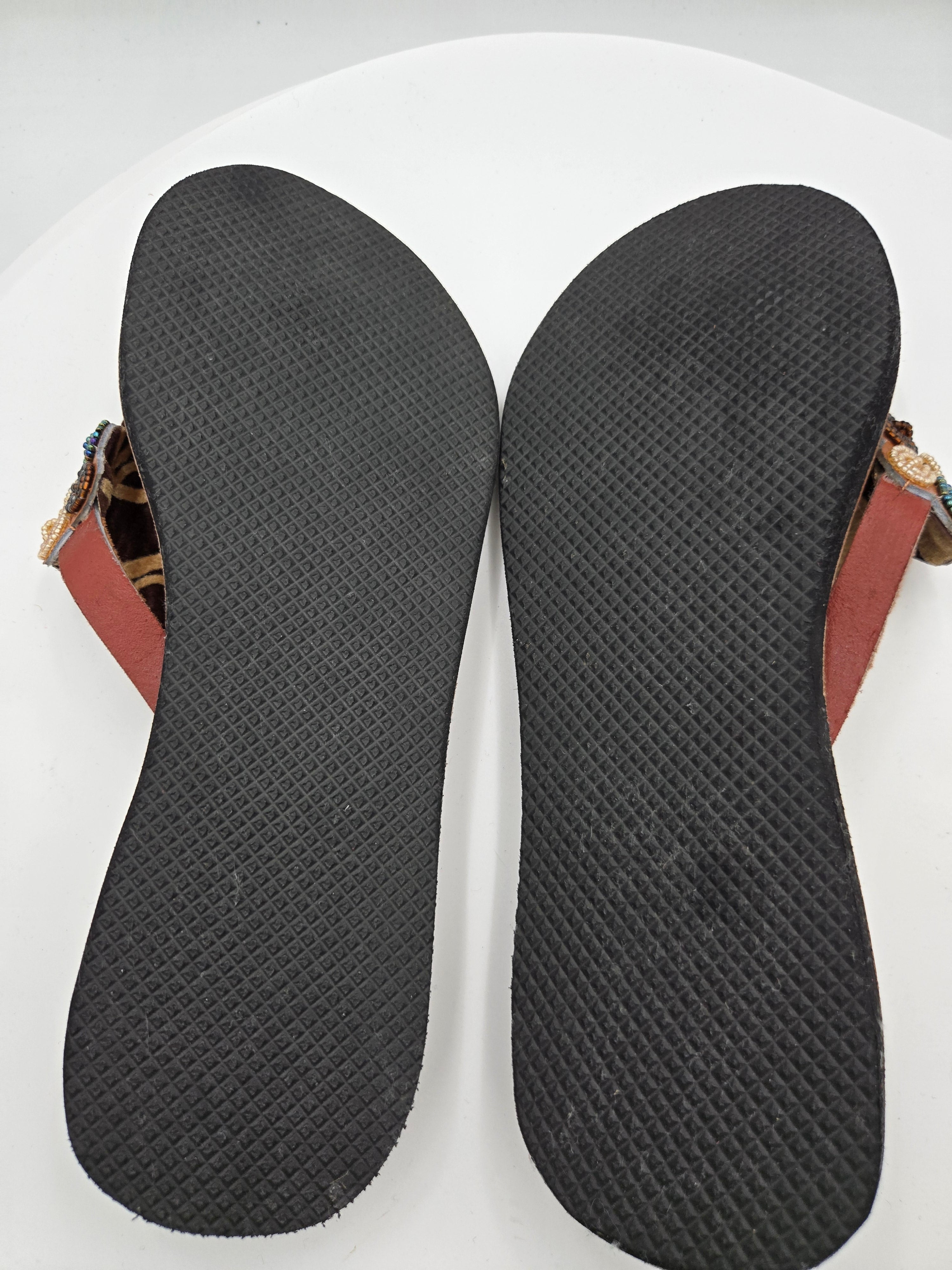 Handcrafted Maasai Beaded Genuine Leather Sandals – Women's EU 42 (Canada/USA Size 11) – Made in Kenya – 100% Genuine Leather – Wt. 0.44 kg