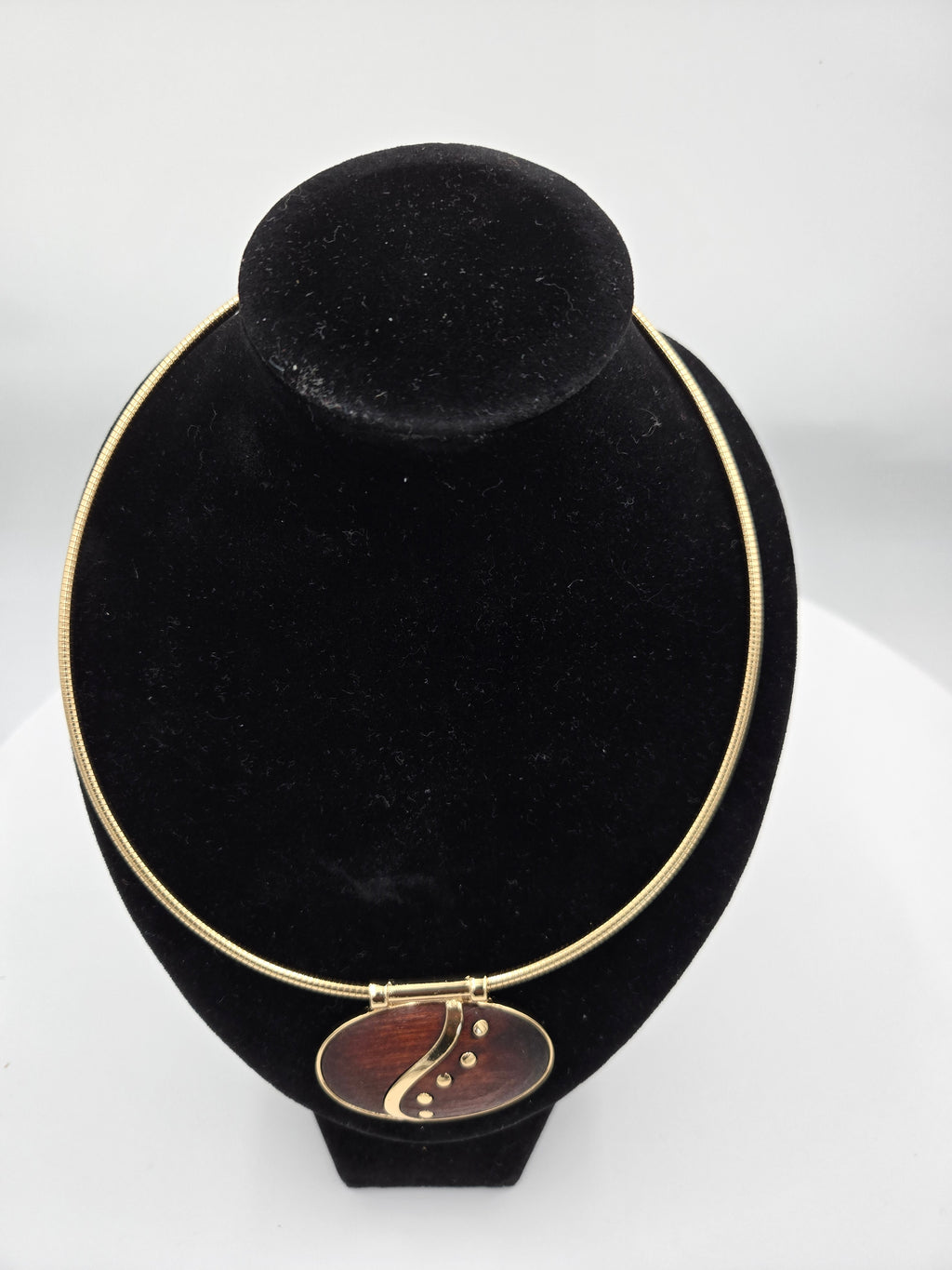 Handcrafted Wood & Gold-Tone Statement Necklace – 19" Adjustable – Nickel-Free & Lead Safe – Wt. 0.065 kg