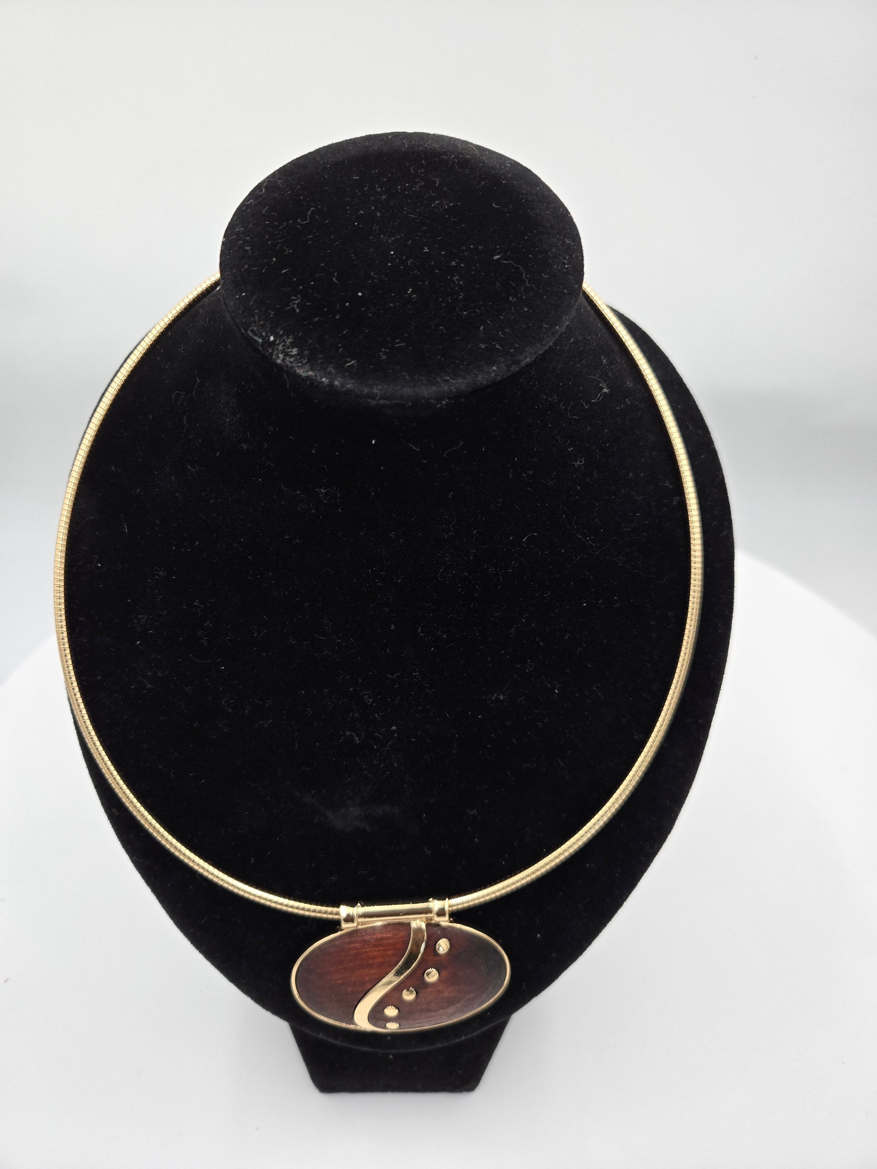 Handcrafted Wood & Gold-Tone Statement Necklace – 19" Adjustable – Nickel-Free & Lead Safe – Wt. 0.065 kg