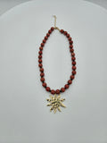 Handcrafted Red Beaded Sun Pendant Necklace – 16" + 3" Extender – Nickel Free & Lead Safe