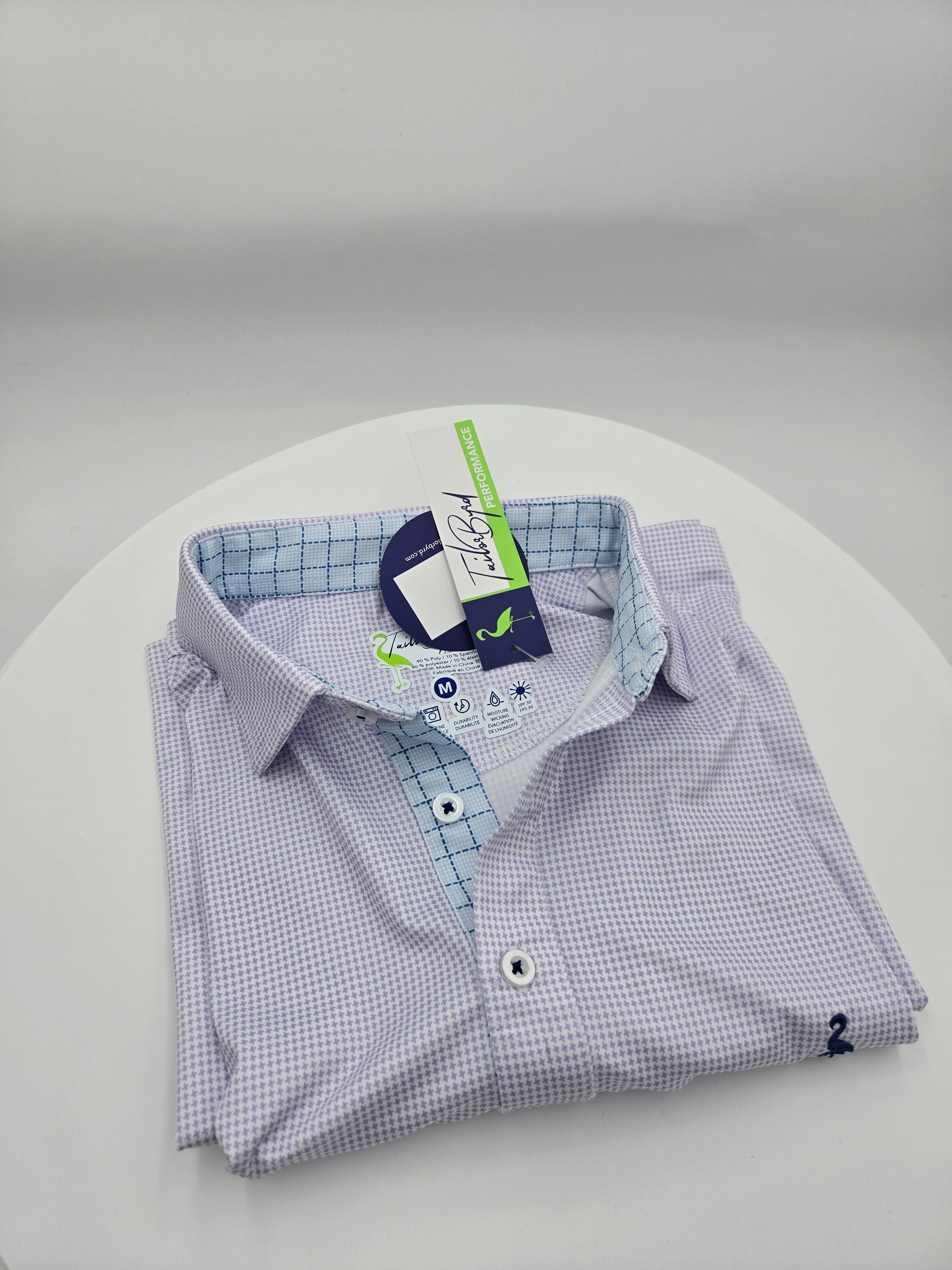 TailorByrd Men’s Performance Polo Shirt – Light Lavender – Medium