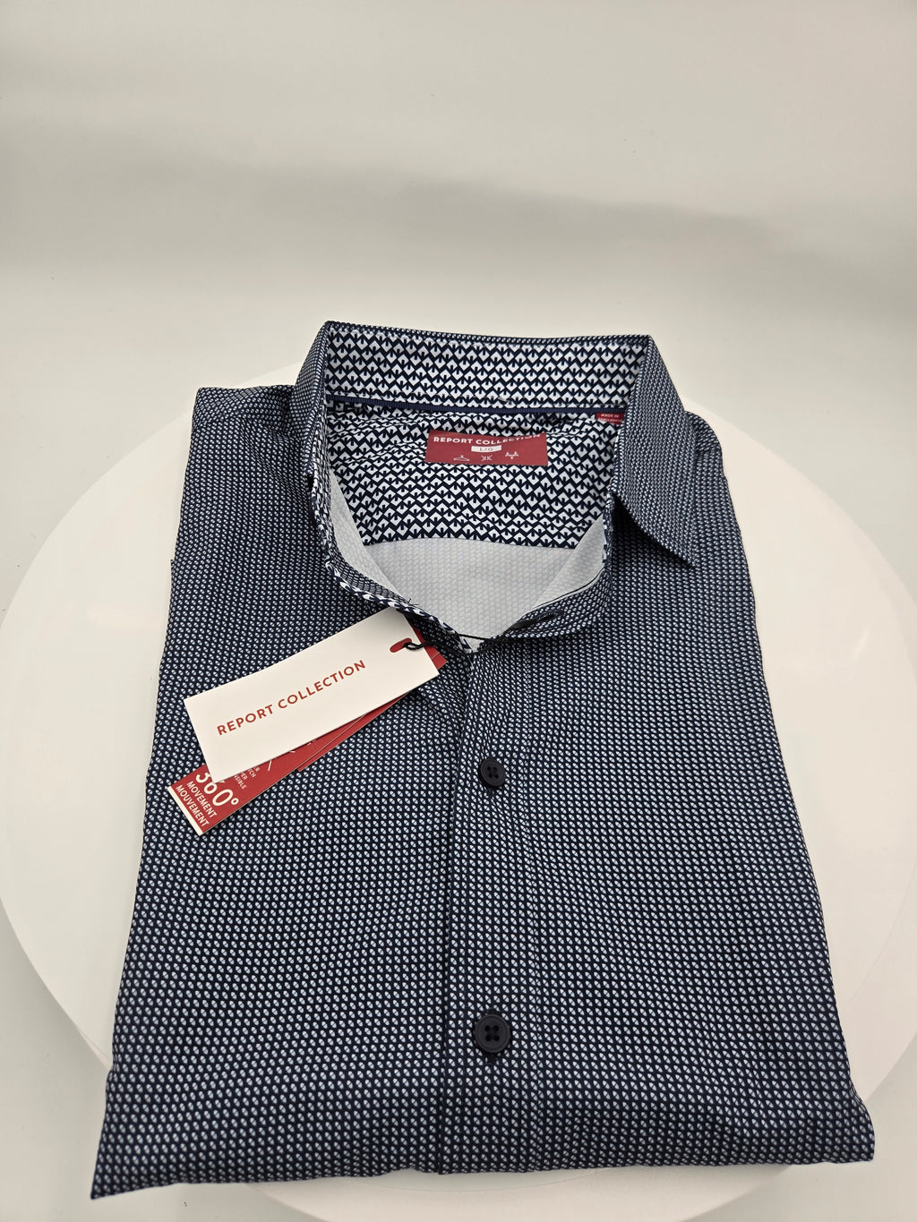 Report Collection Geometric Print Short Sleeve Casual Shirt – Large | Curator's Choice
