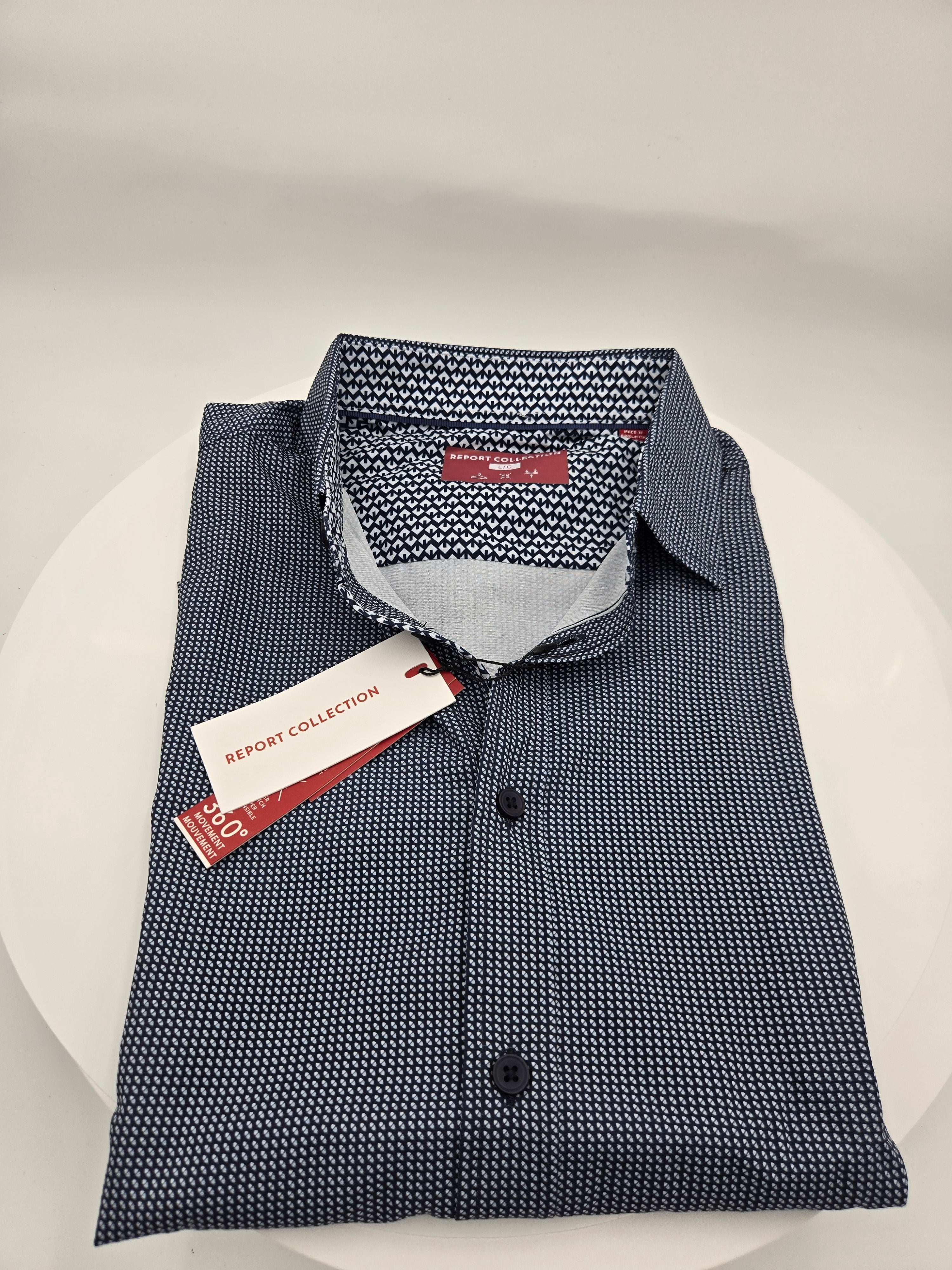 Report Collection Geometric Print Short Sleeve Casual Shirt – Large | Curator's Choice