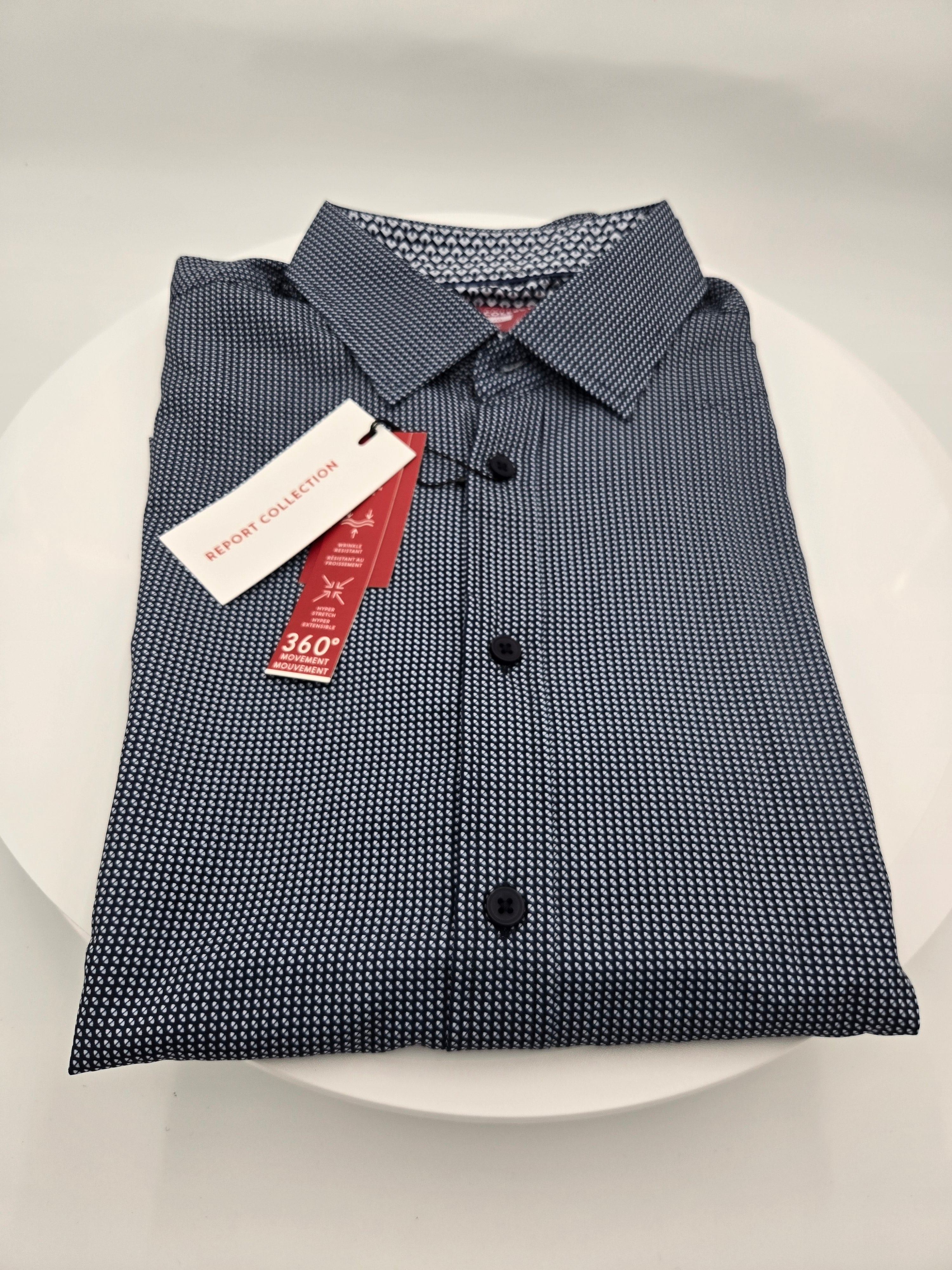 Report Collection Geometric Print Short Sleeve Casual Shirt – Large | Curator's Choice