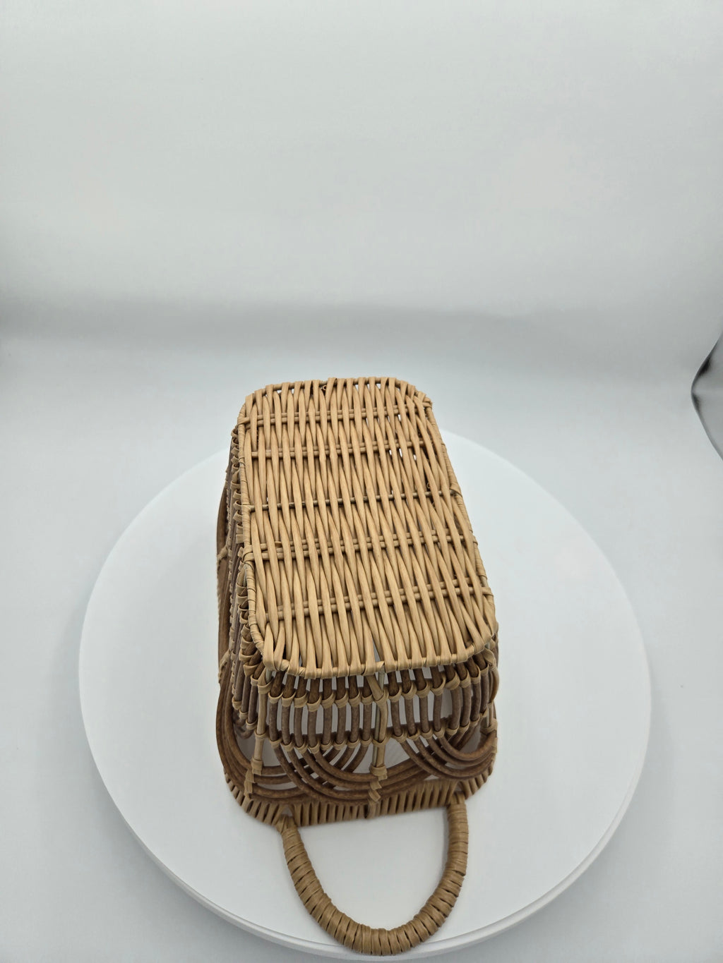 Decorative Bamboo Storage Basket with Handles – Natural Brown