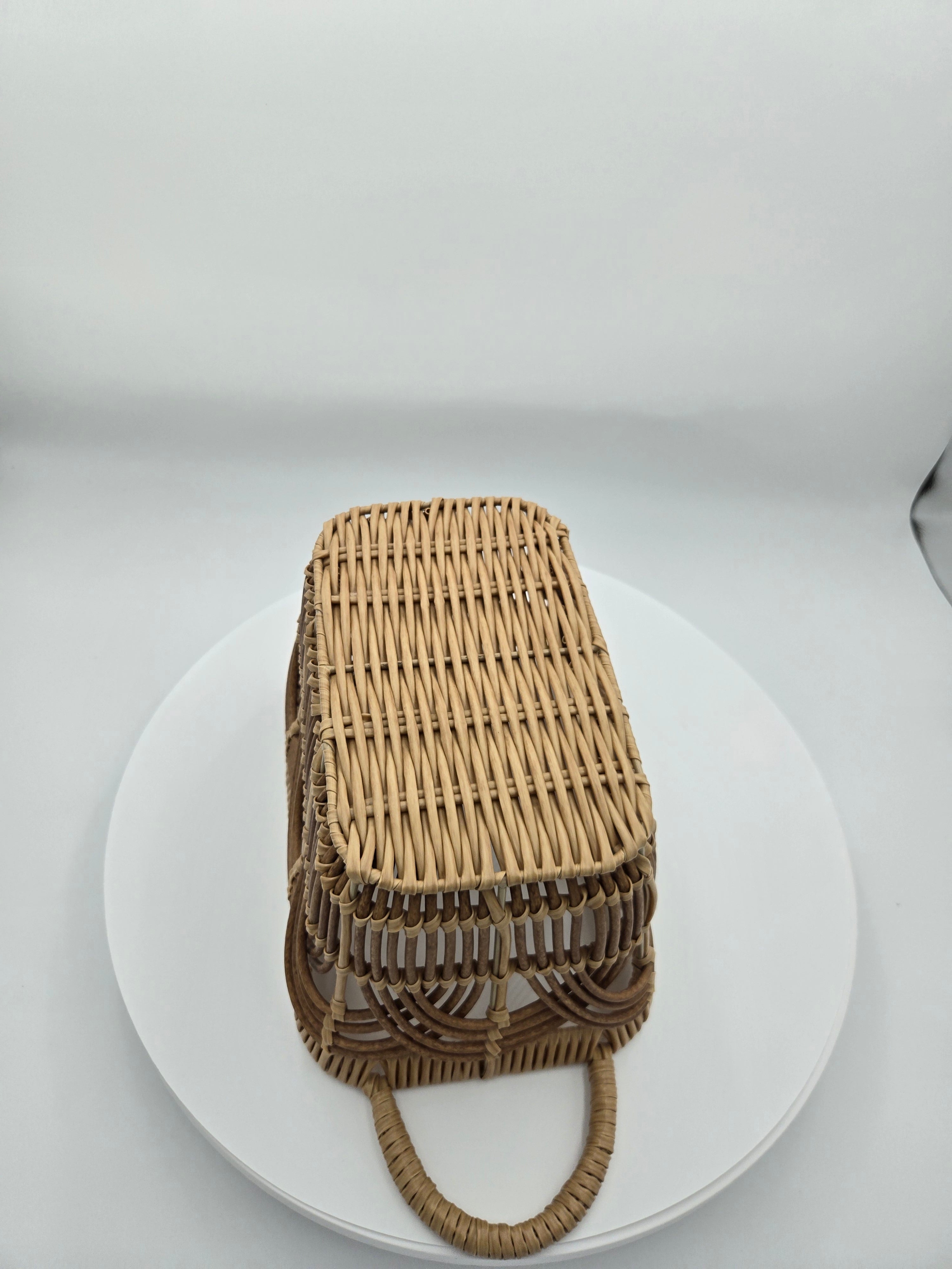 Decorative Bamboo Storage Basket with Handles – Natural Brown