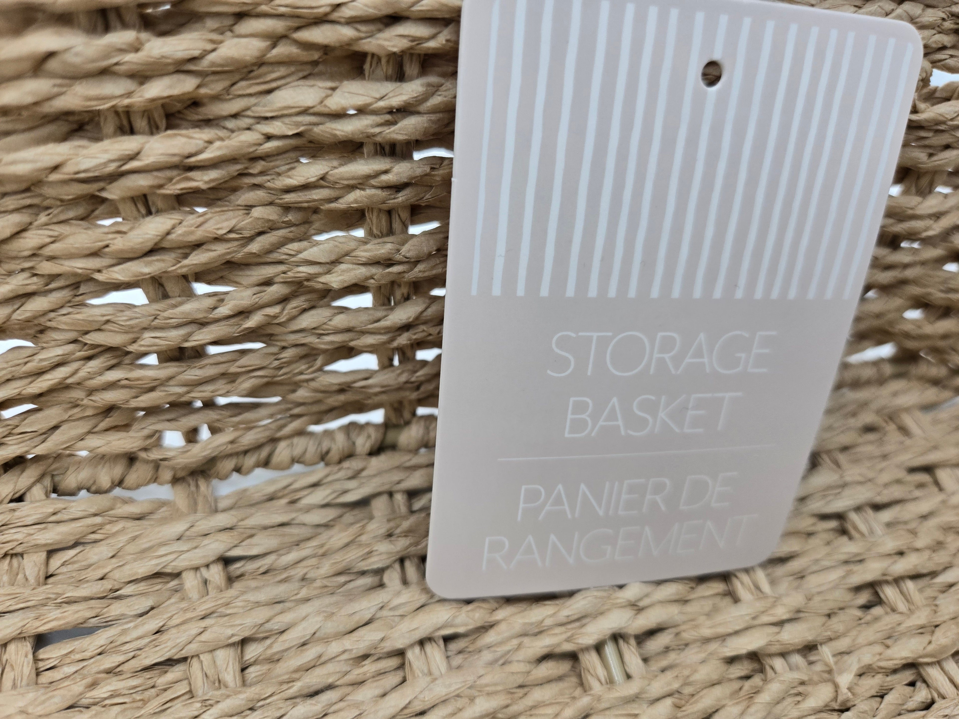 Handwoven Storage Basket | Natural Woven Organizer with Sage Green Trim | 29.5 × 18 cm