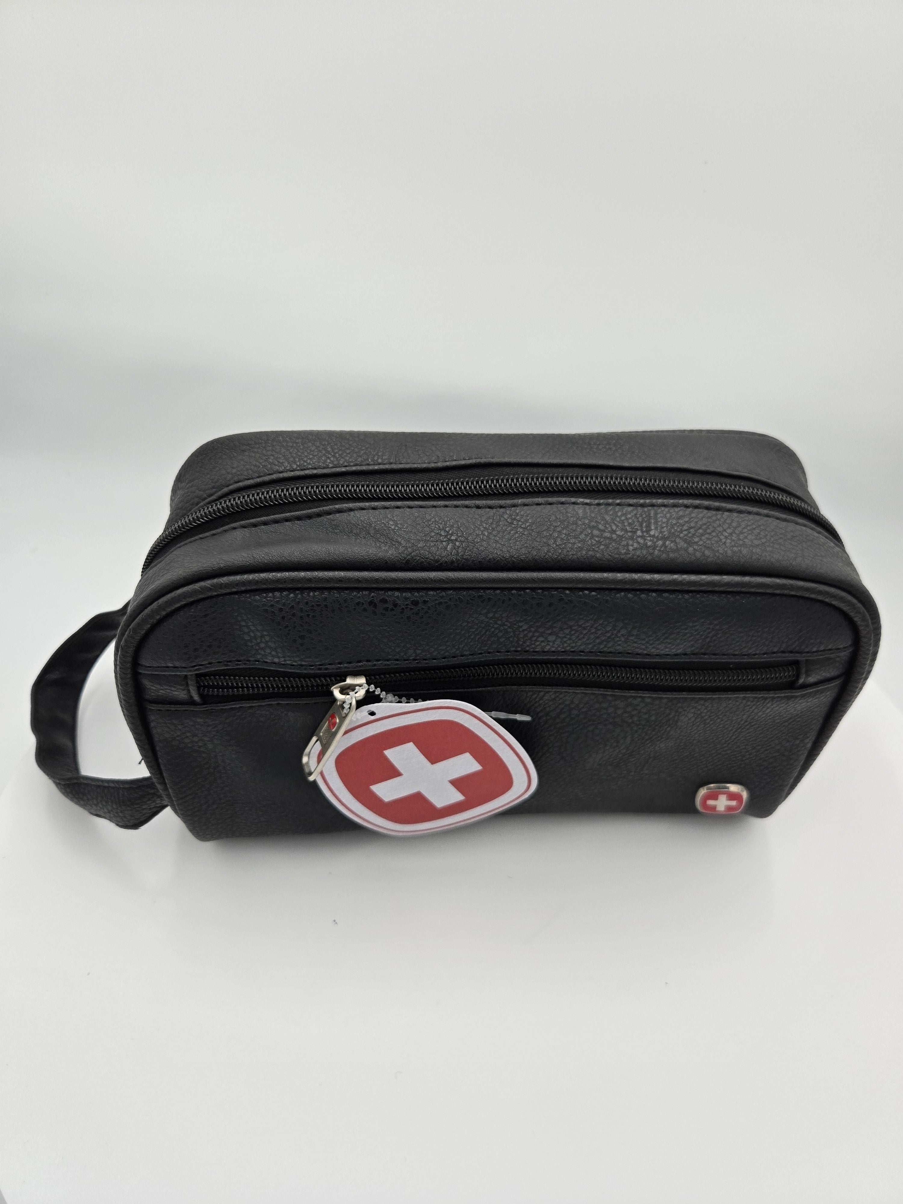 Swiss Gear Men’s Toiletry Travel Bag – Black PU | 24 × 10.5 × 15 cm | 0.272kg