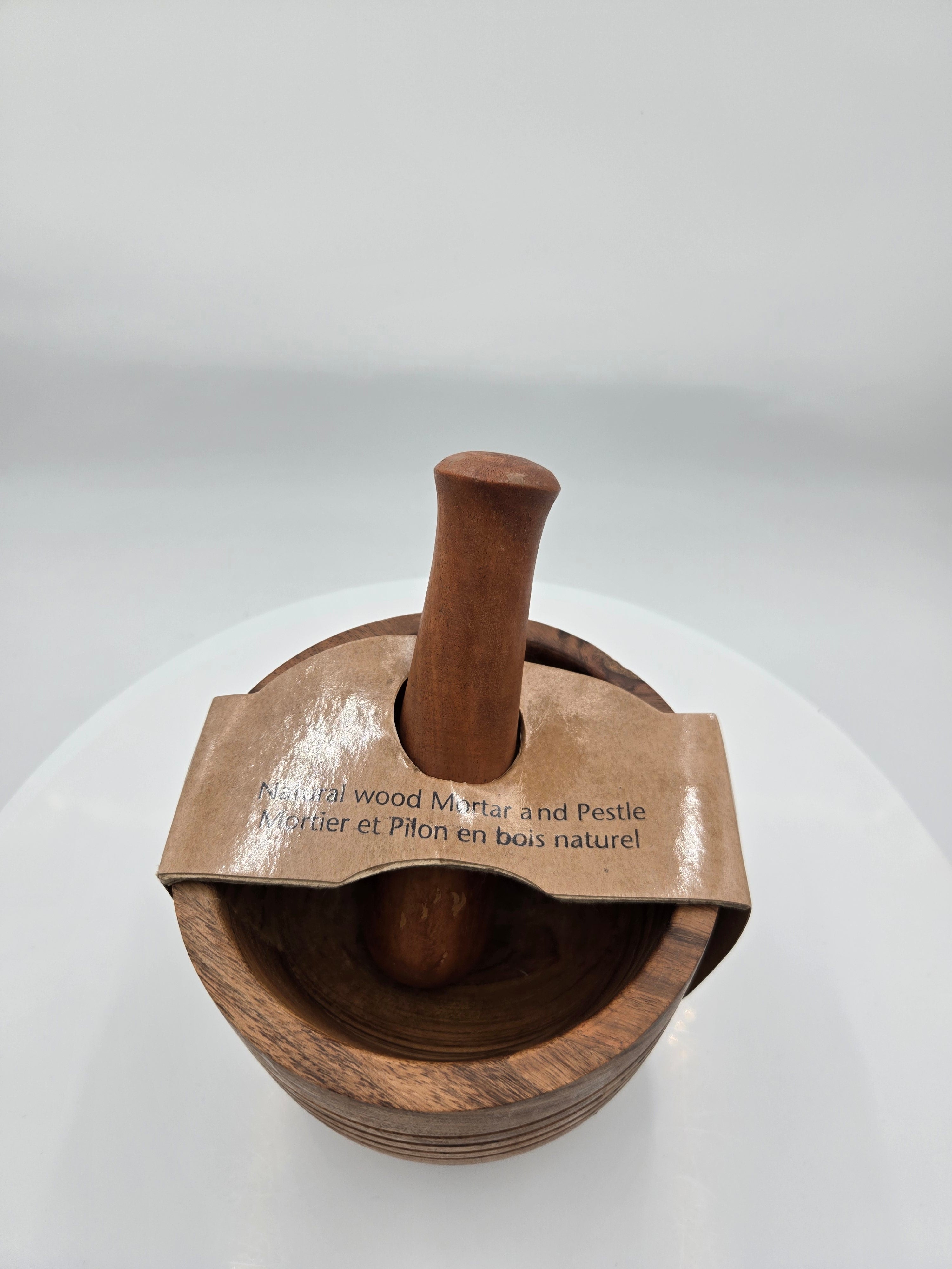 Handcrafted Natural Wooden Mortar & Pestle |  Diameter-15 cm | Made in India