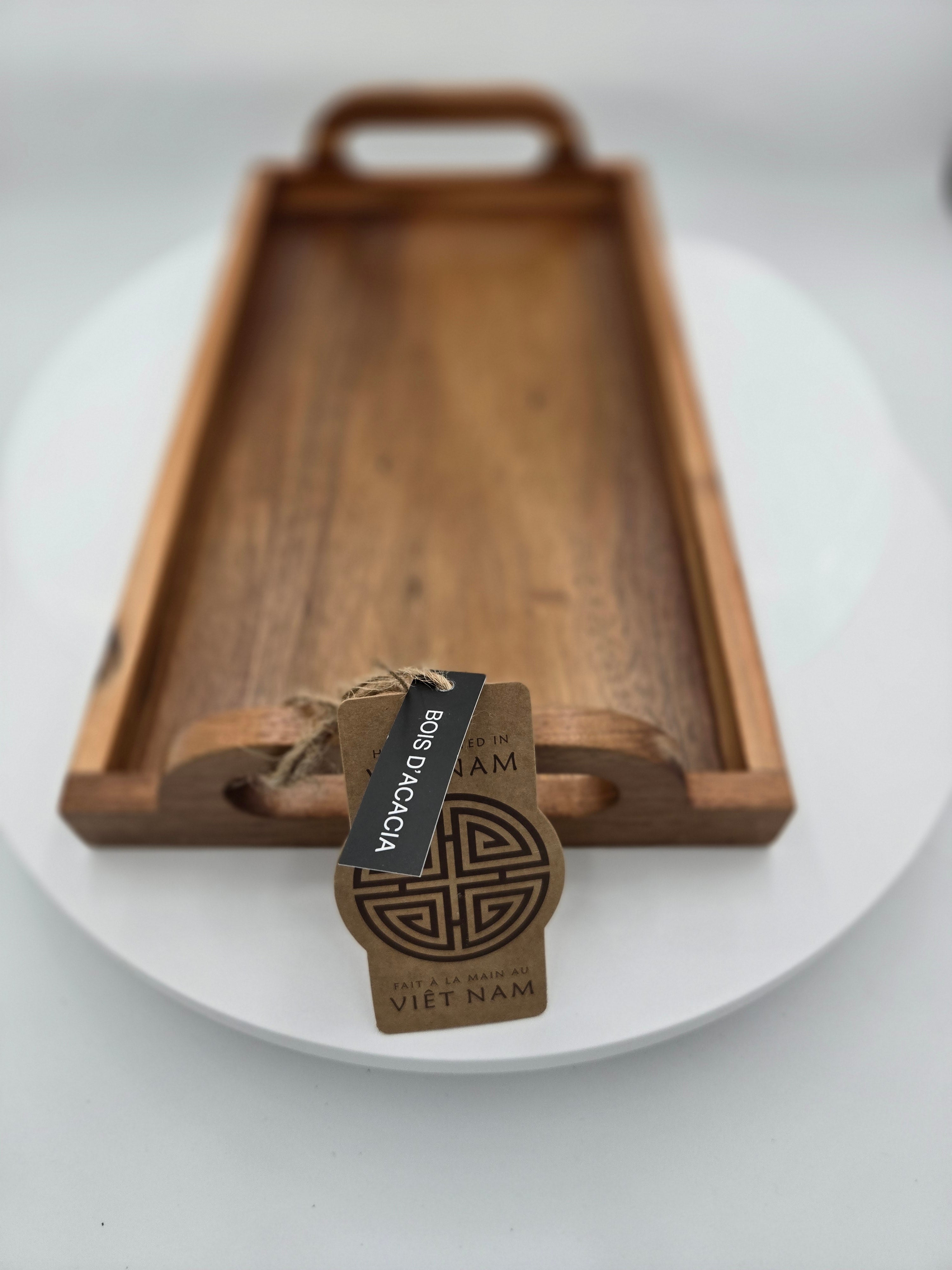Handcrafted Acacia Wood Serving Tray | Made in Vietnam | 41.5 × 22.5 cm/Wt.-0.389kg.