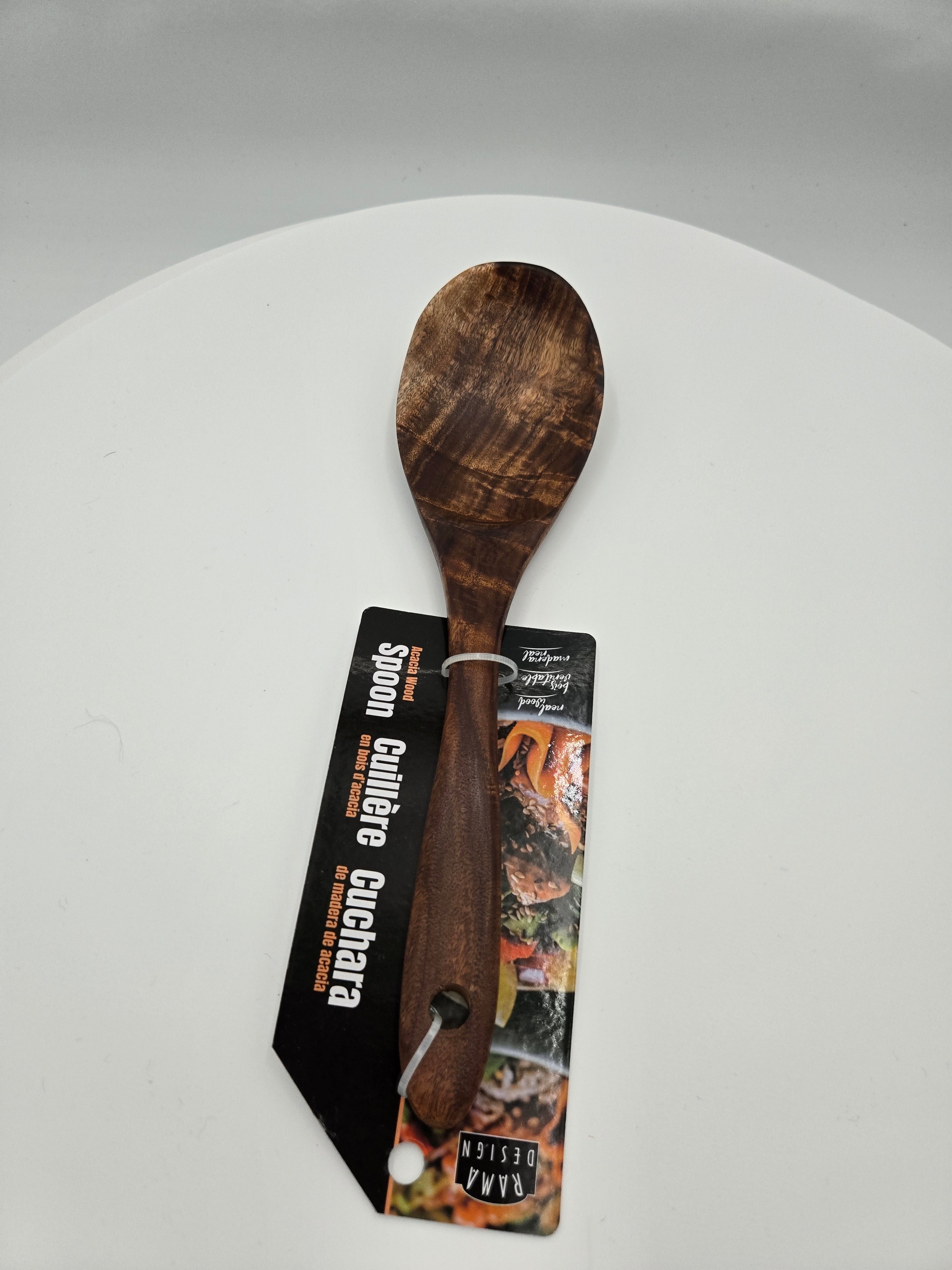 Rama Design Acacia Wood Cooking Spoon – Natural Wood | 26 cm | 0.062 kg